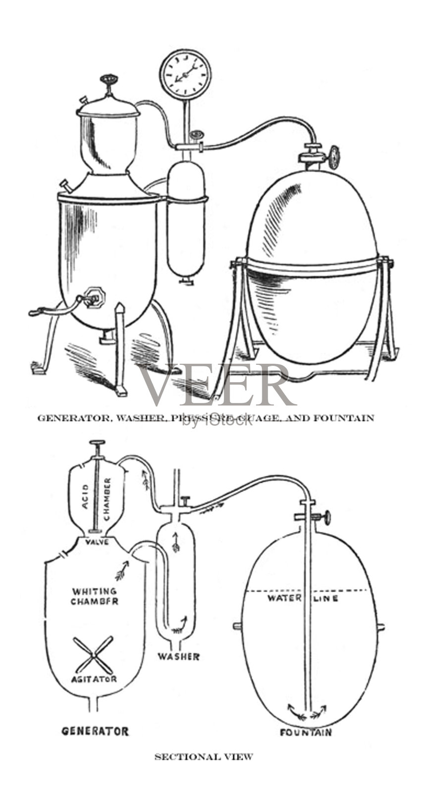 古董插图-碳化机械图设计元素图片