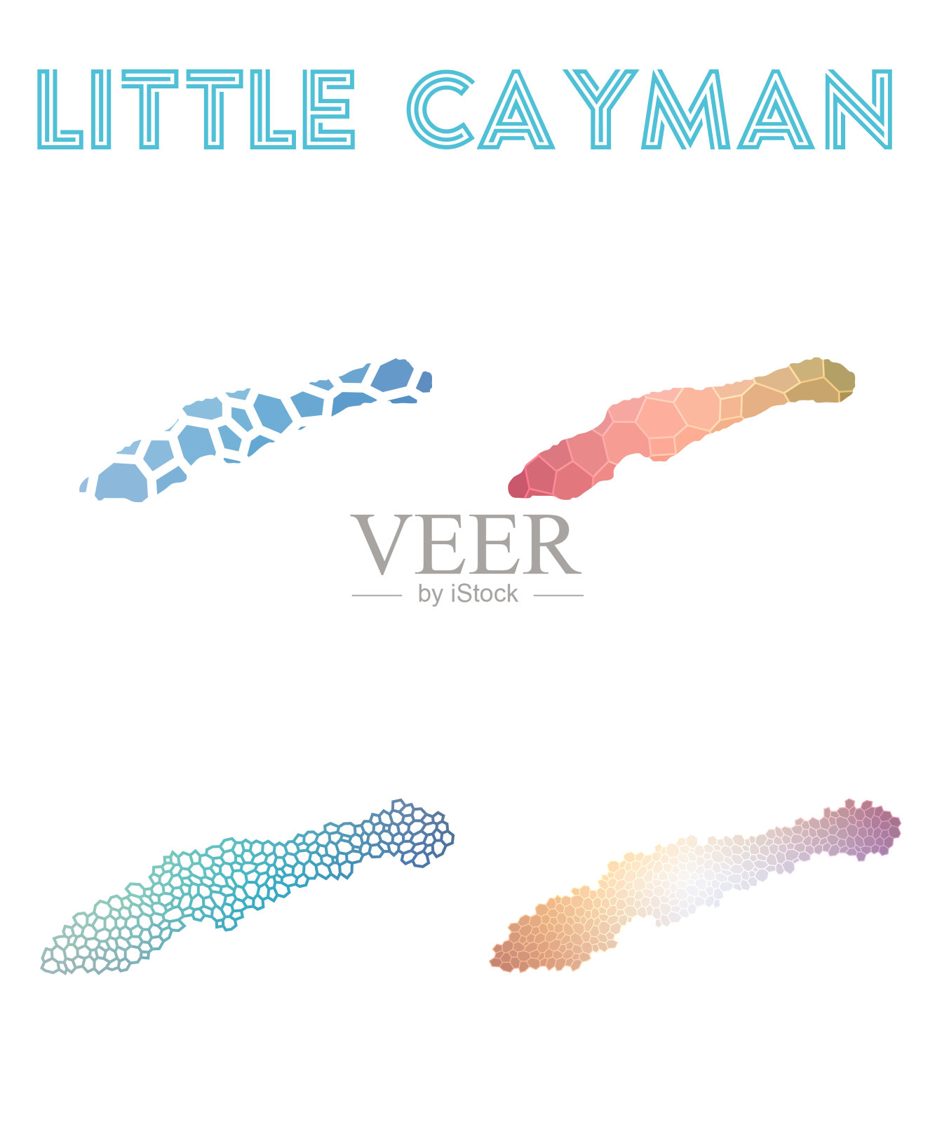 小开曼多边形岛地图。插画图片素材