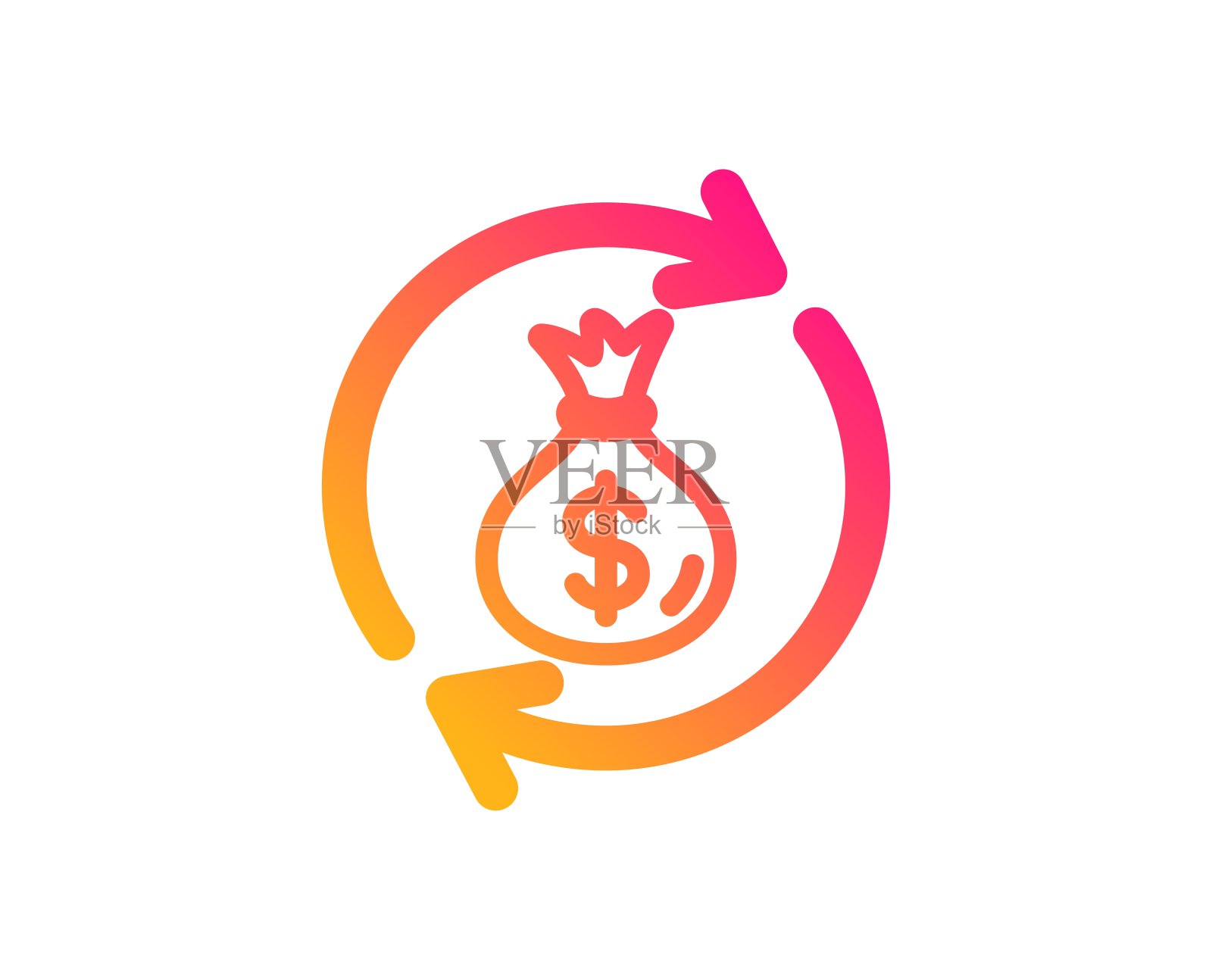 现金兑换图标。美元钱袋。向量插画图片素材