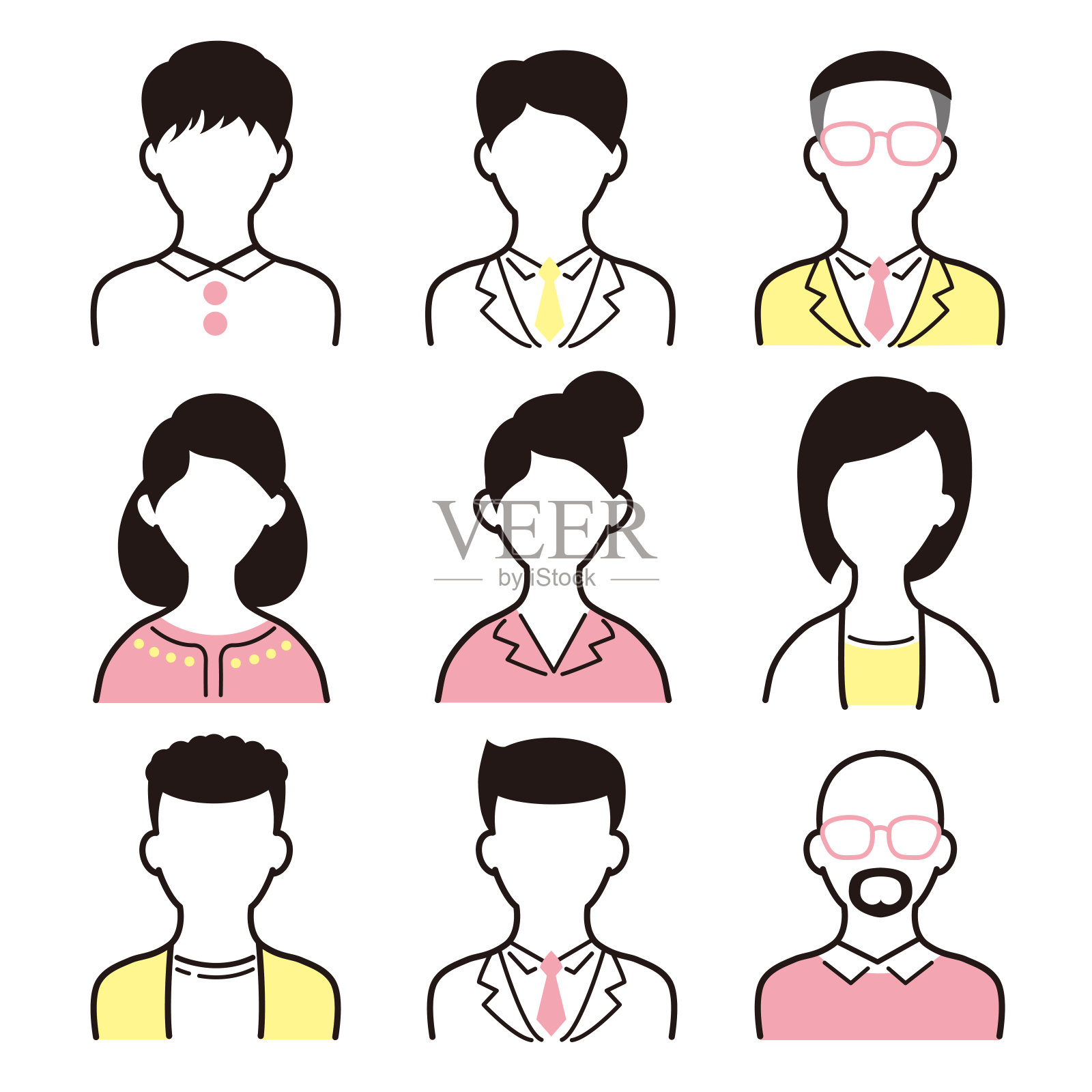 可用于业务和表示材料的人员图标集图标素材