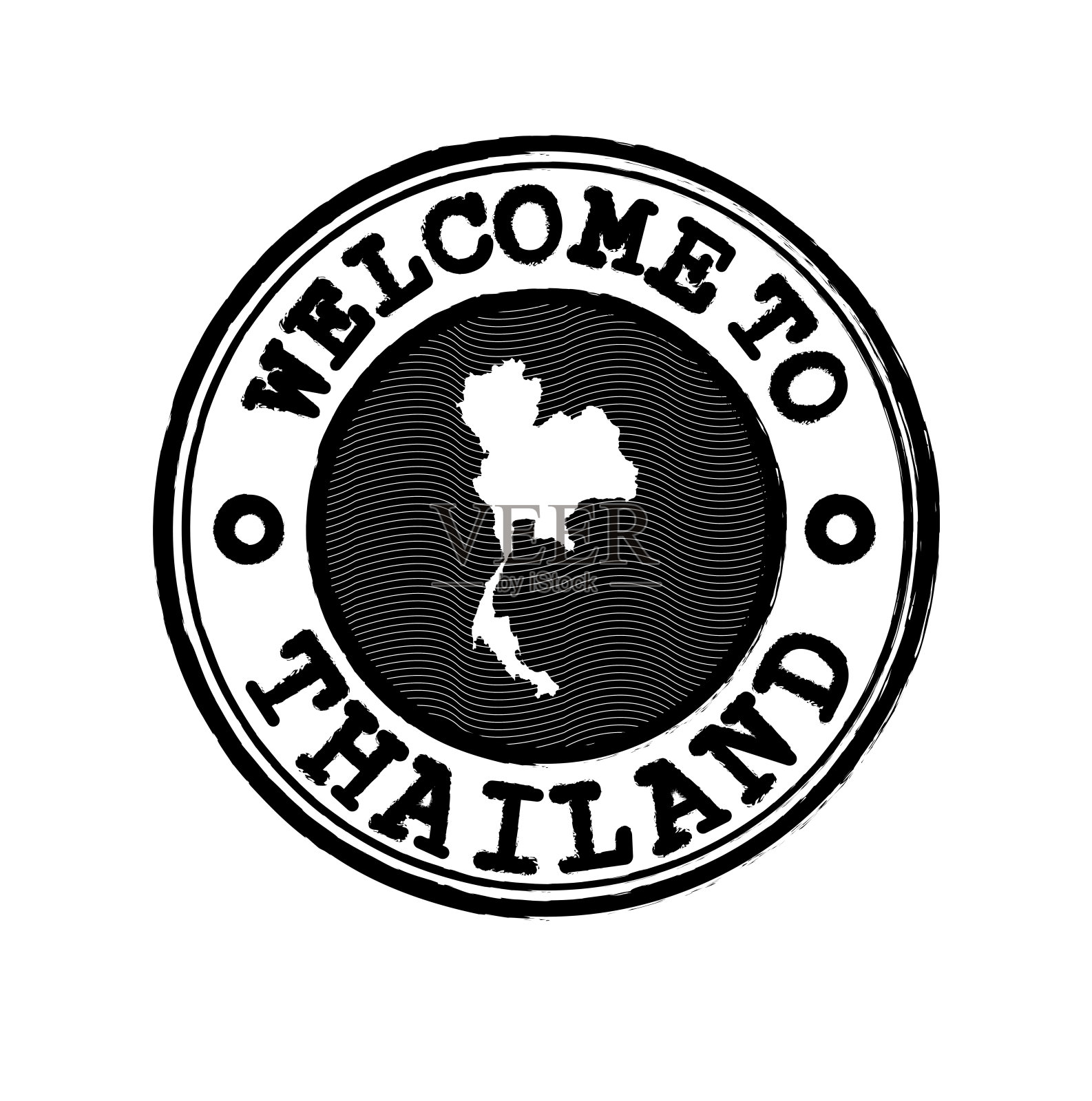 矢量邮票欢迎到泰国与国家地图轮廓在中心。插画图片素材