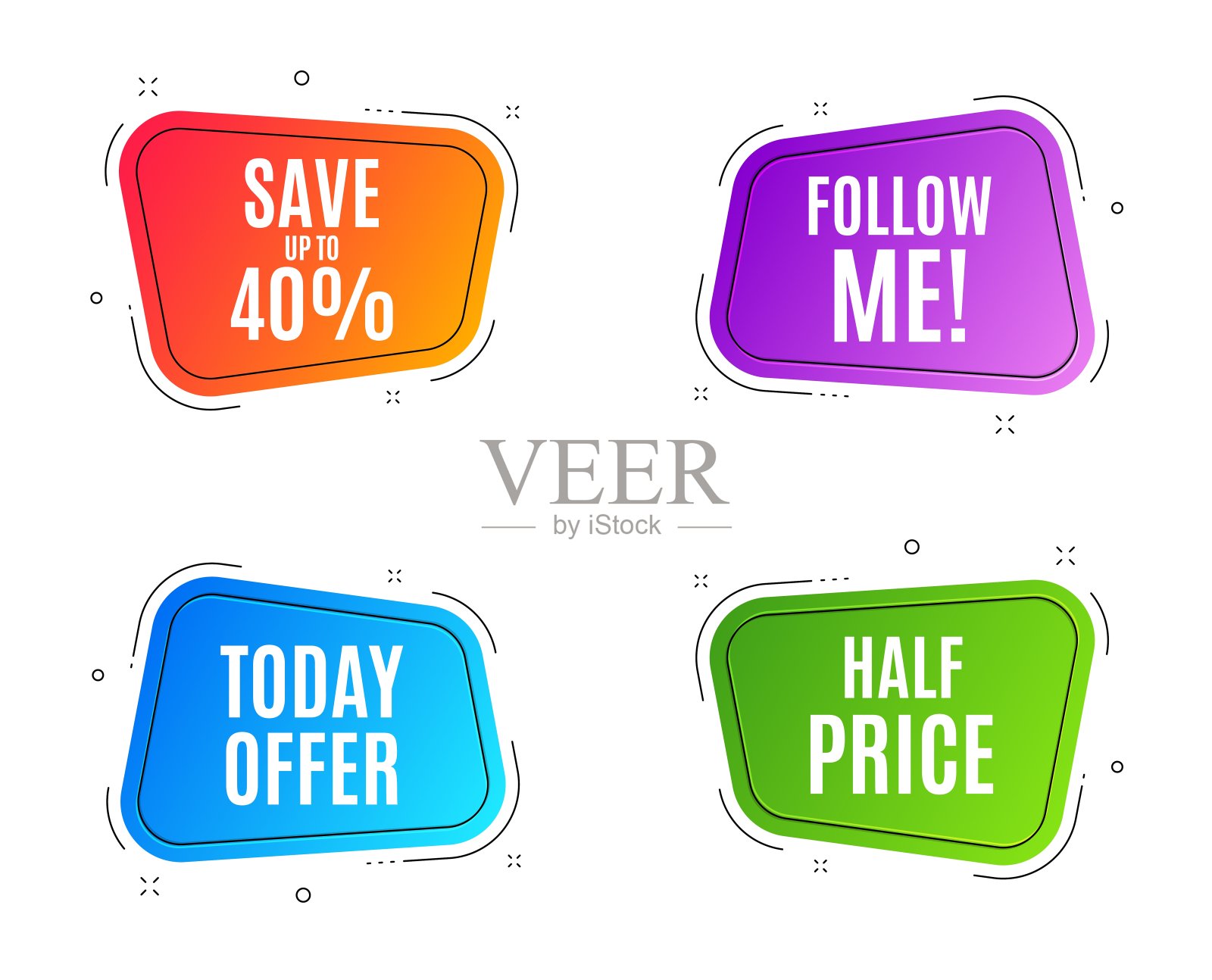 节省高达40%。打折销售报价标志。向量设计元素图片