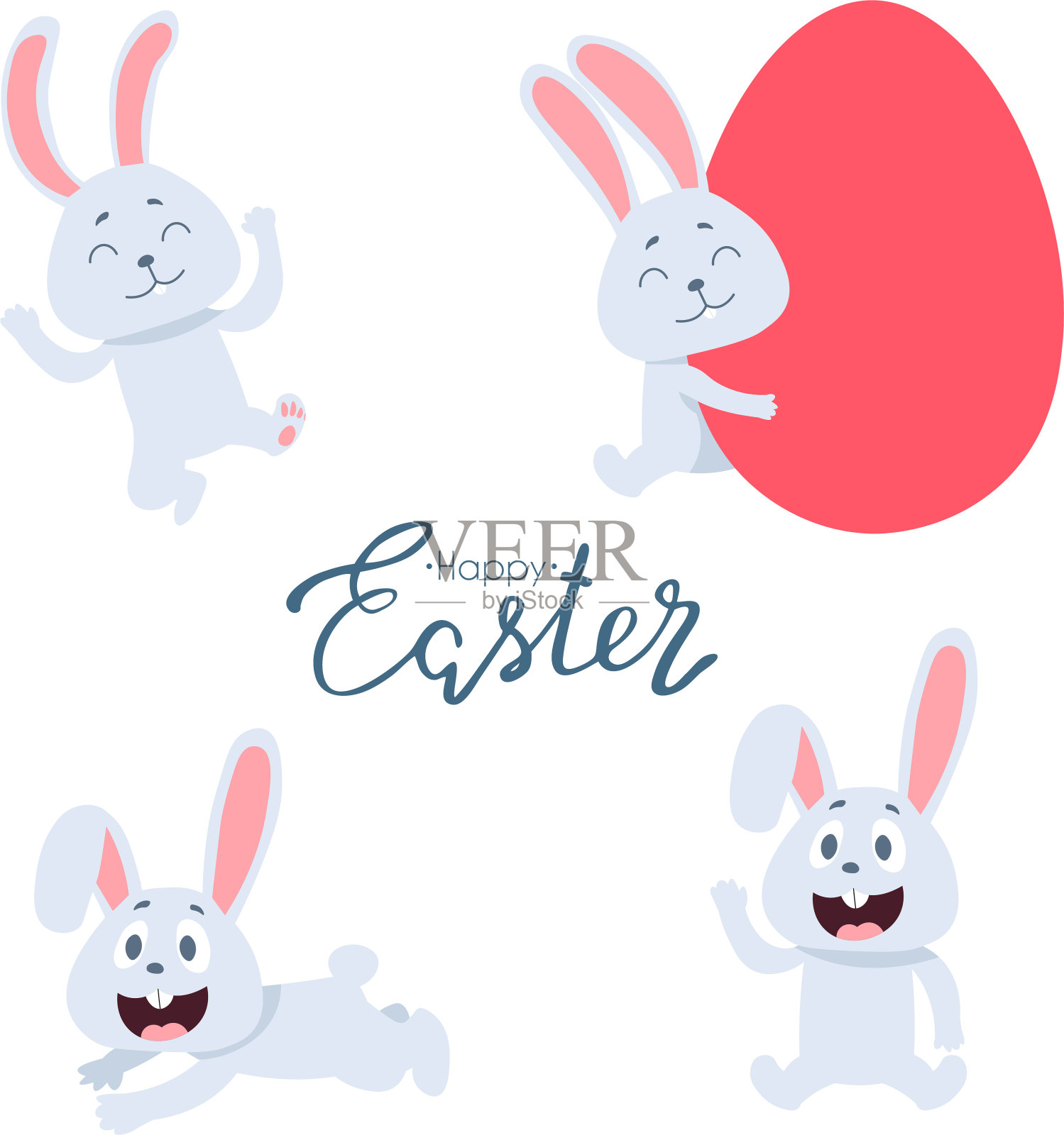 收集复活节兔子和蛋插画图片素材