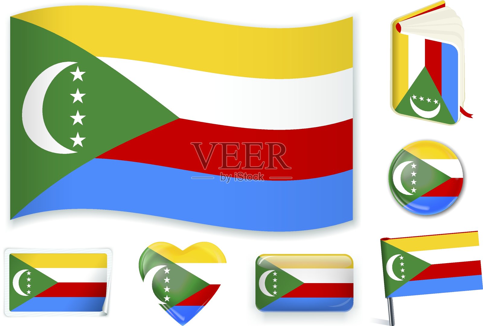 白色背景下国旗的特写镜头设计元素图片