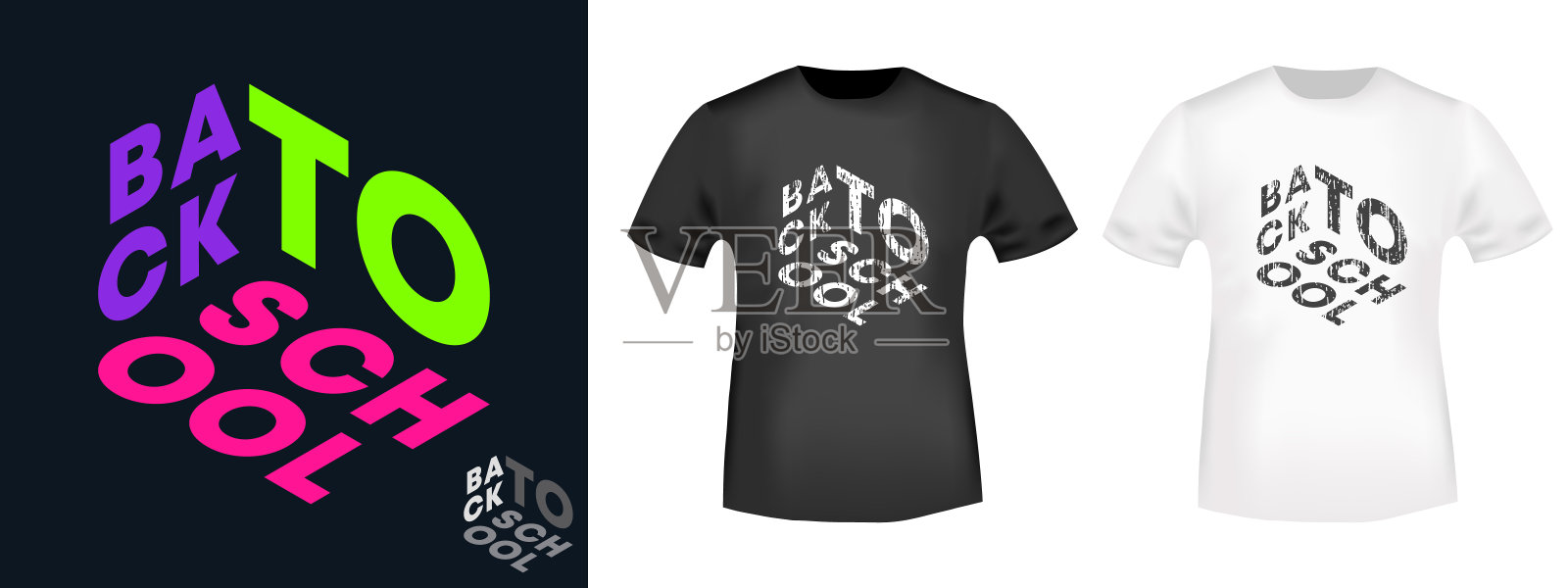 回到学校的t恤印花，用于t恤贴花，时尚标语，徽章，标签服装，牛仔裤和休闲服插画图片素材