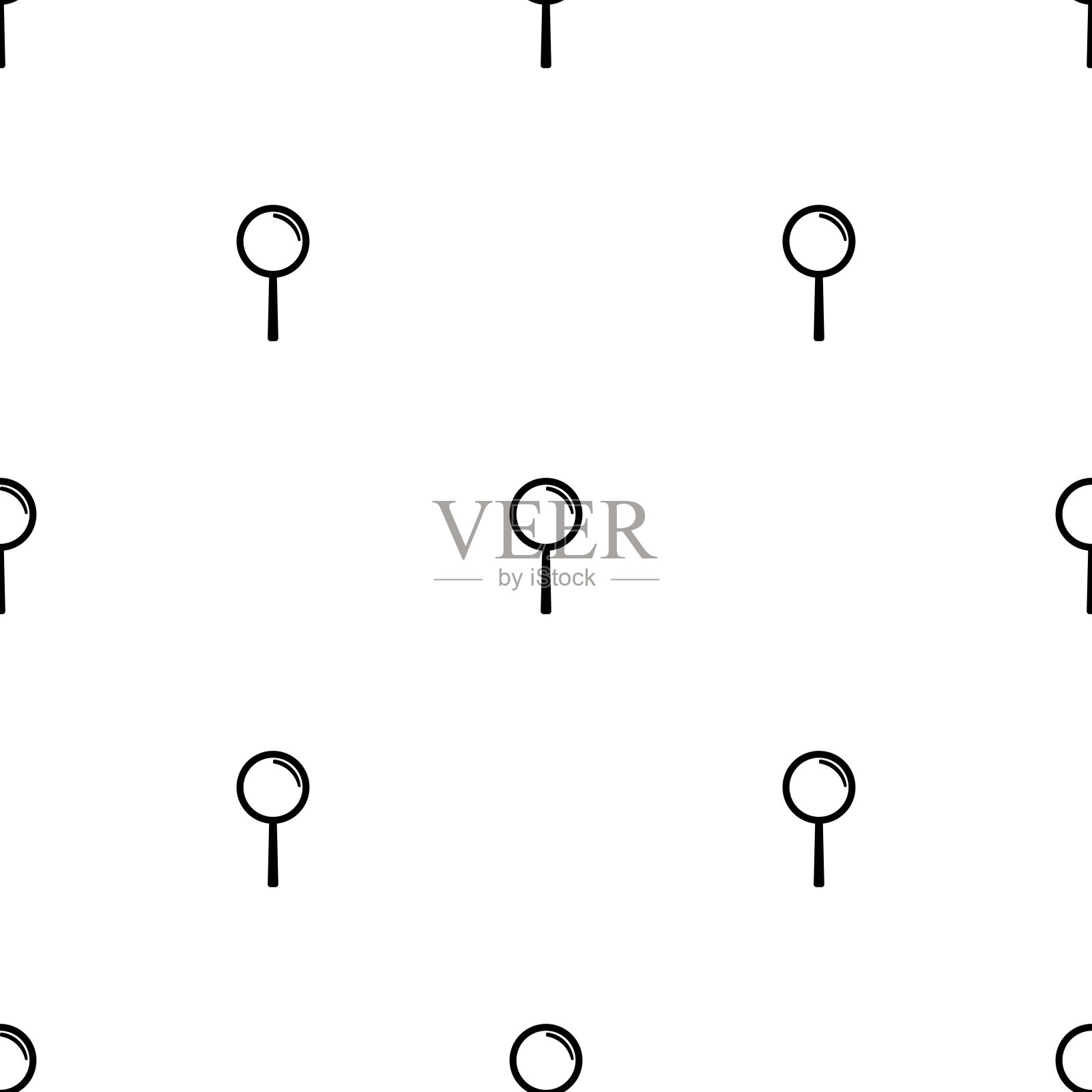 无缝模式与白色背景上的放大镜图标。矢量插图设计，网页，包装纸，织物，墙纸。插画图片素材