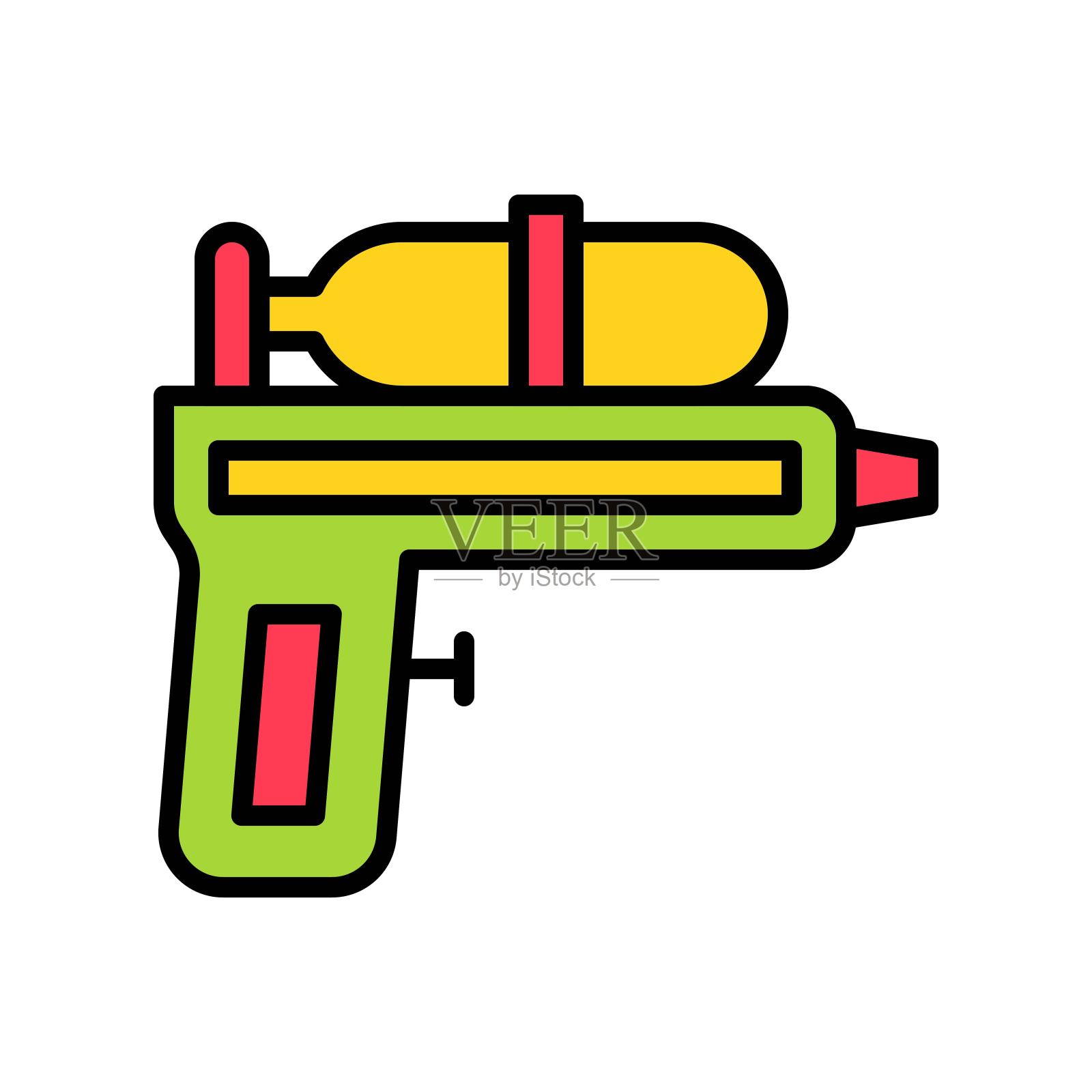 水枪矢量，暑假相关的填充图标插画图片素材