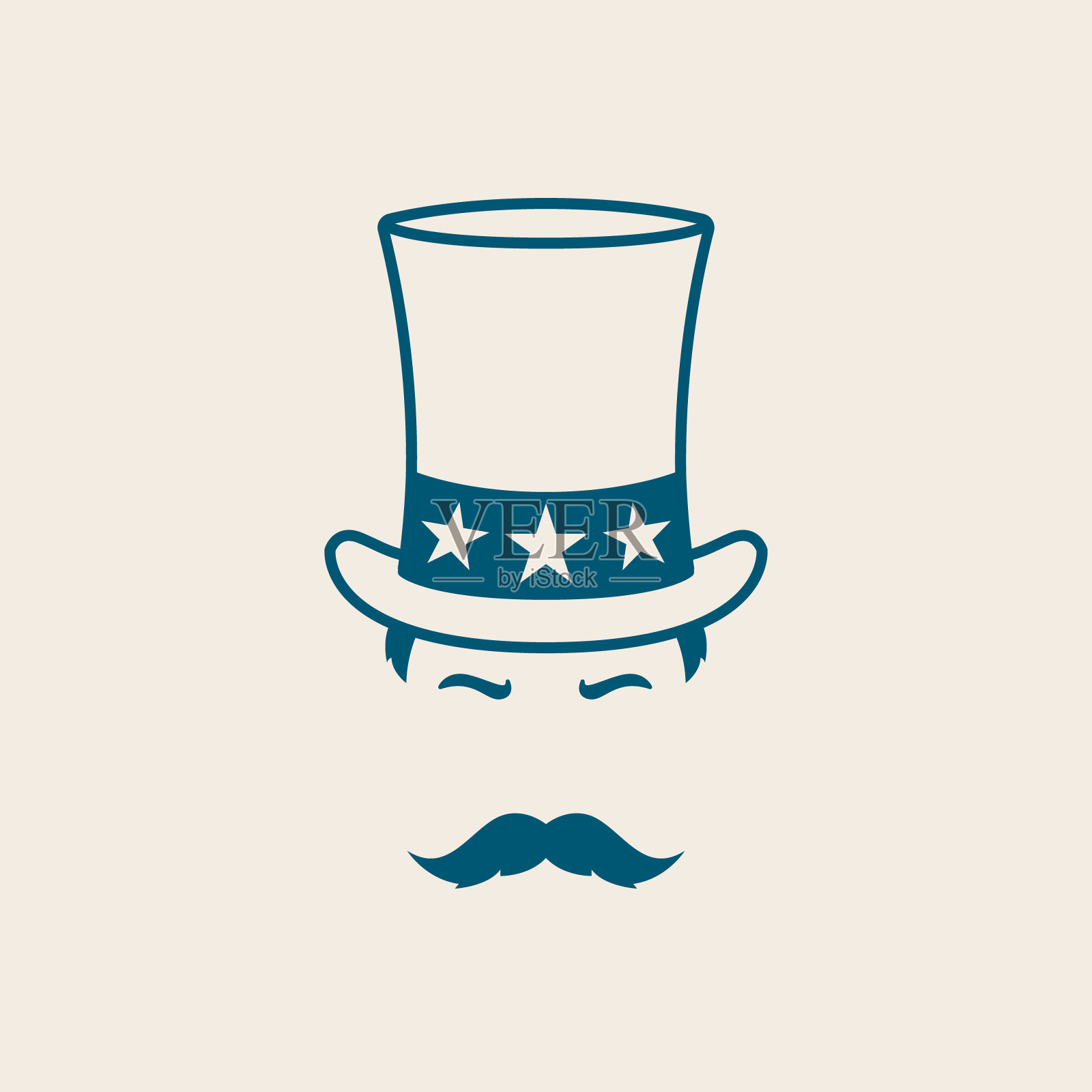 戴着山姆大叔帽子的人。美国独立日的插图。山姆大叔《阿凡达》。插画图片素材