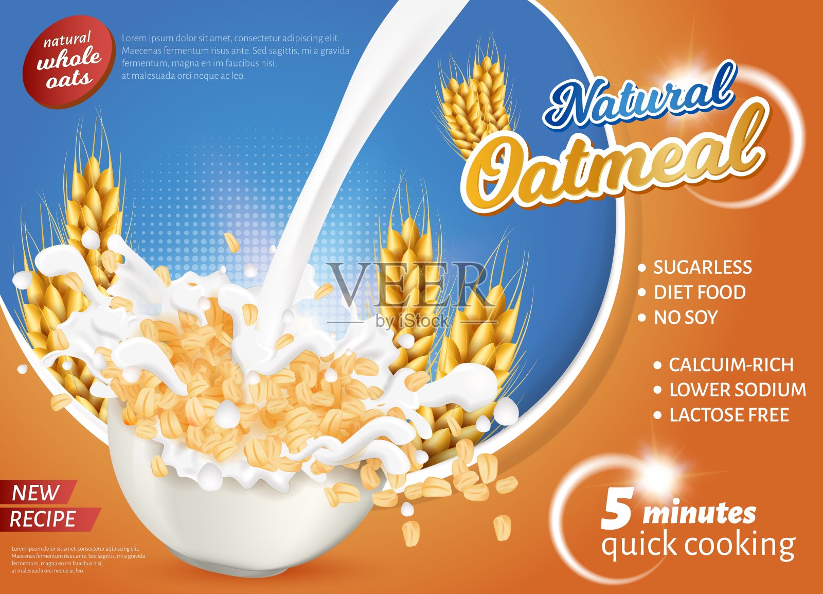 横幅是书写天然Qatmeal新配方。插画图片素材