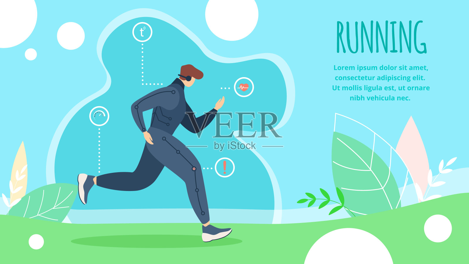 信息海报是写的跑步卡通。插画图片素材