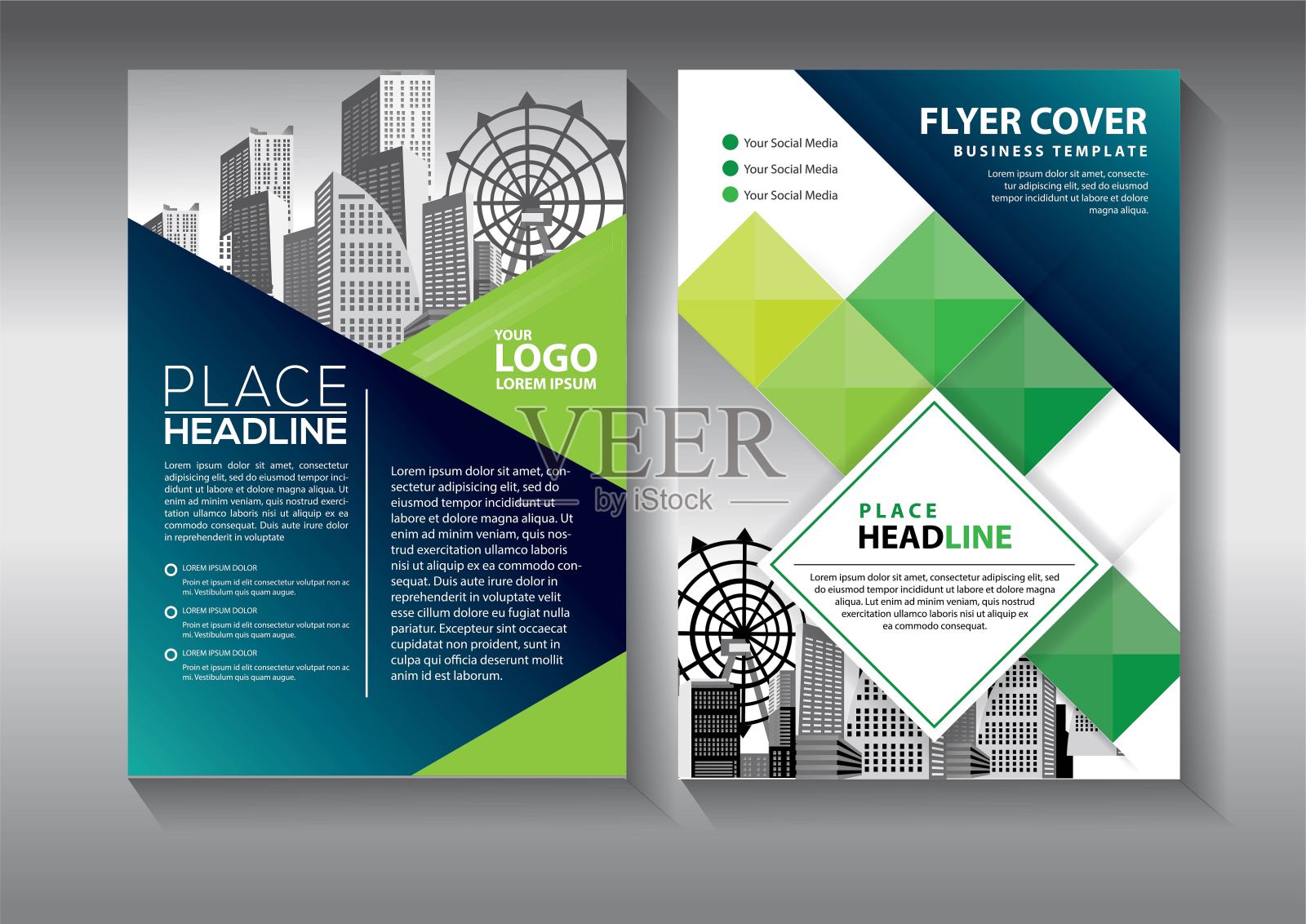 宣传册设计，封面现代布局，年度报告，海报，传单在A4彩色三角形，几何形状的技术，科学，市场与光背景插画图片素材