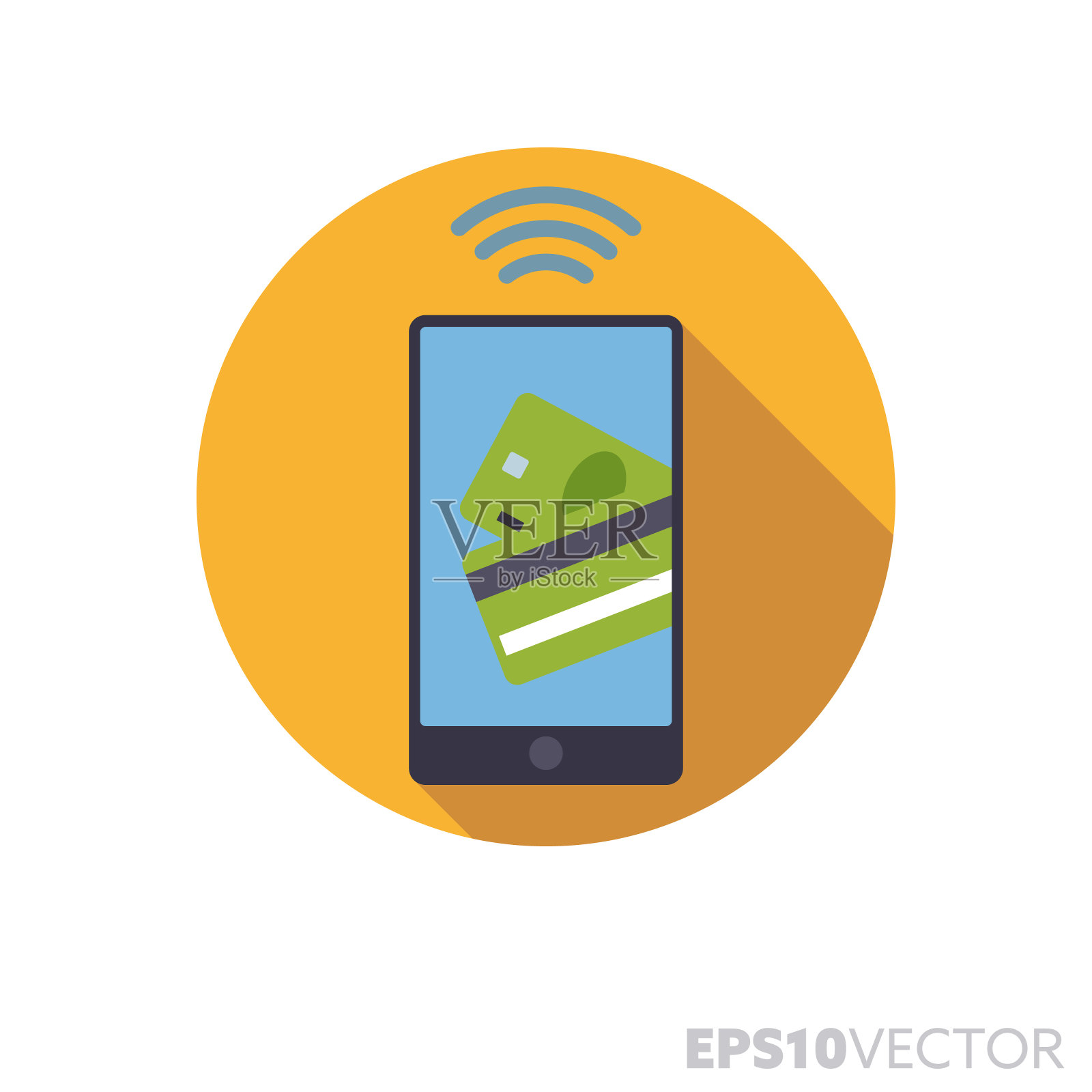 移动支付平面设计长阴影颜色矢量图标插画图片素材