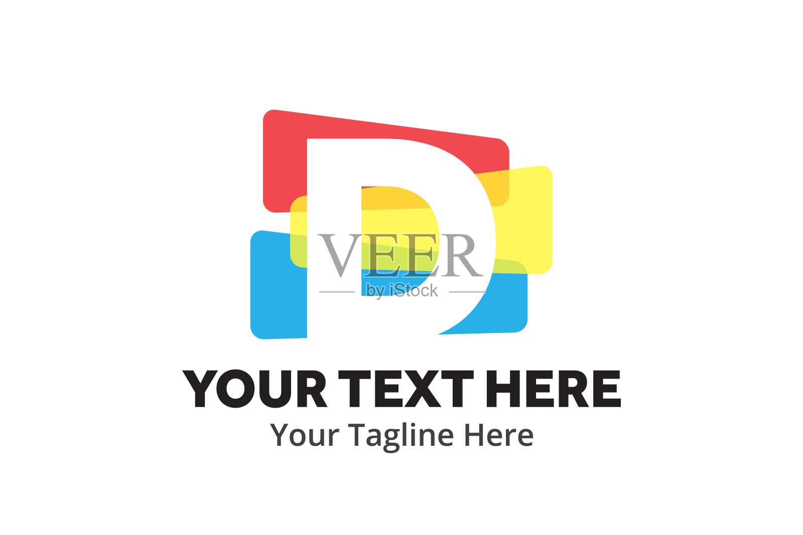 字母标志的创意设计在平面风格与色彩插画图片素材