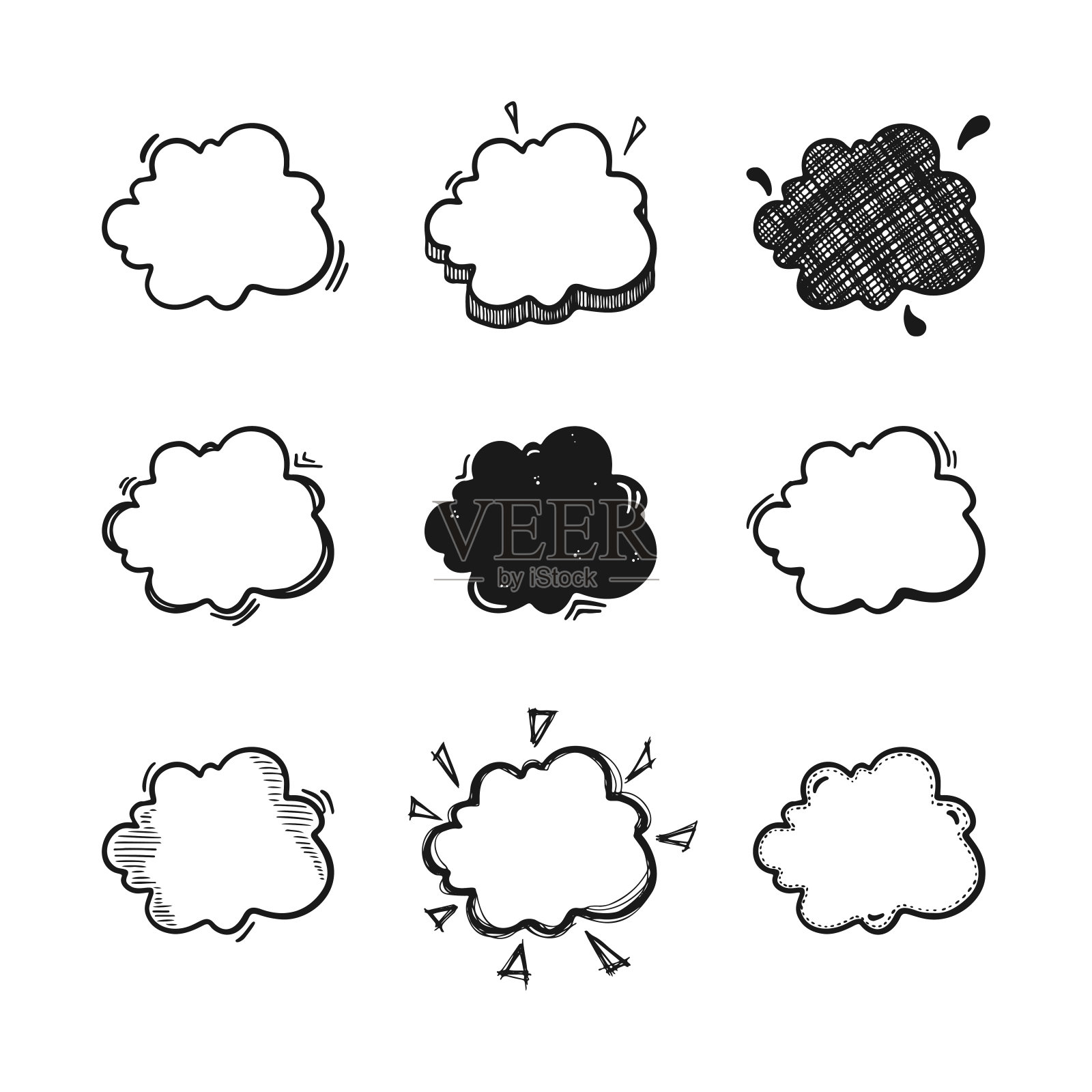 思绪泡泡手绘集插画图片素材