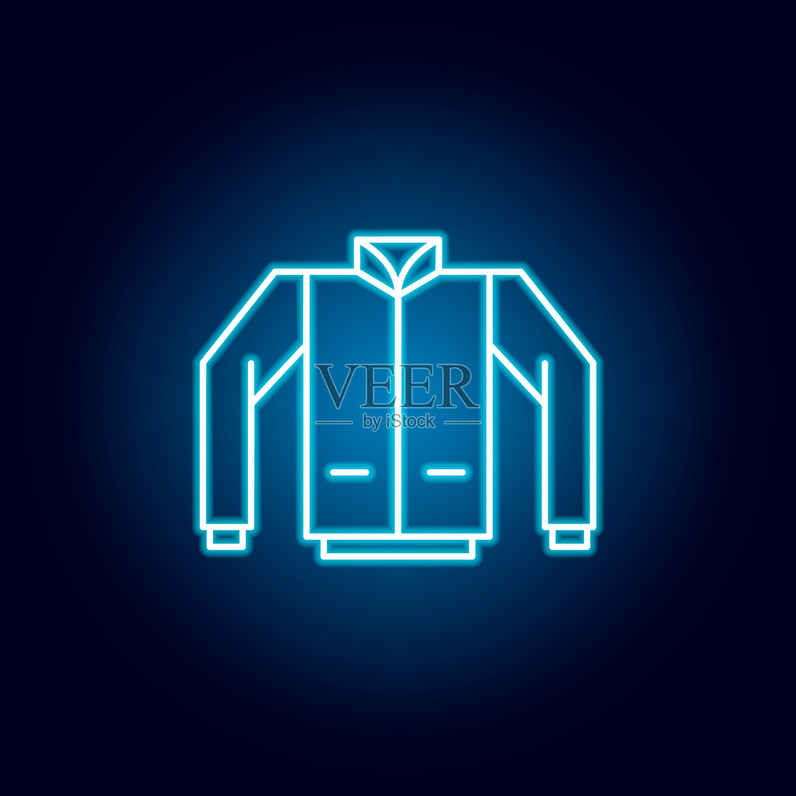 夹克，大衣，统一的轮廓图标霓虹风格。元素教育插图线图标。符号、符号可以用于网页、符号、手机应用、UI、UX插画图片素材