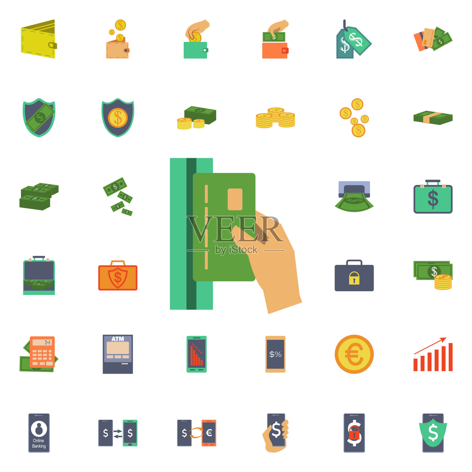 通过终端图标操作。通用银行为网站设计和开发，应用程序开发图标素材