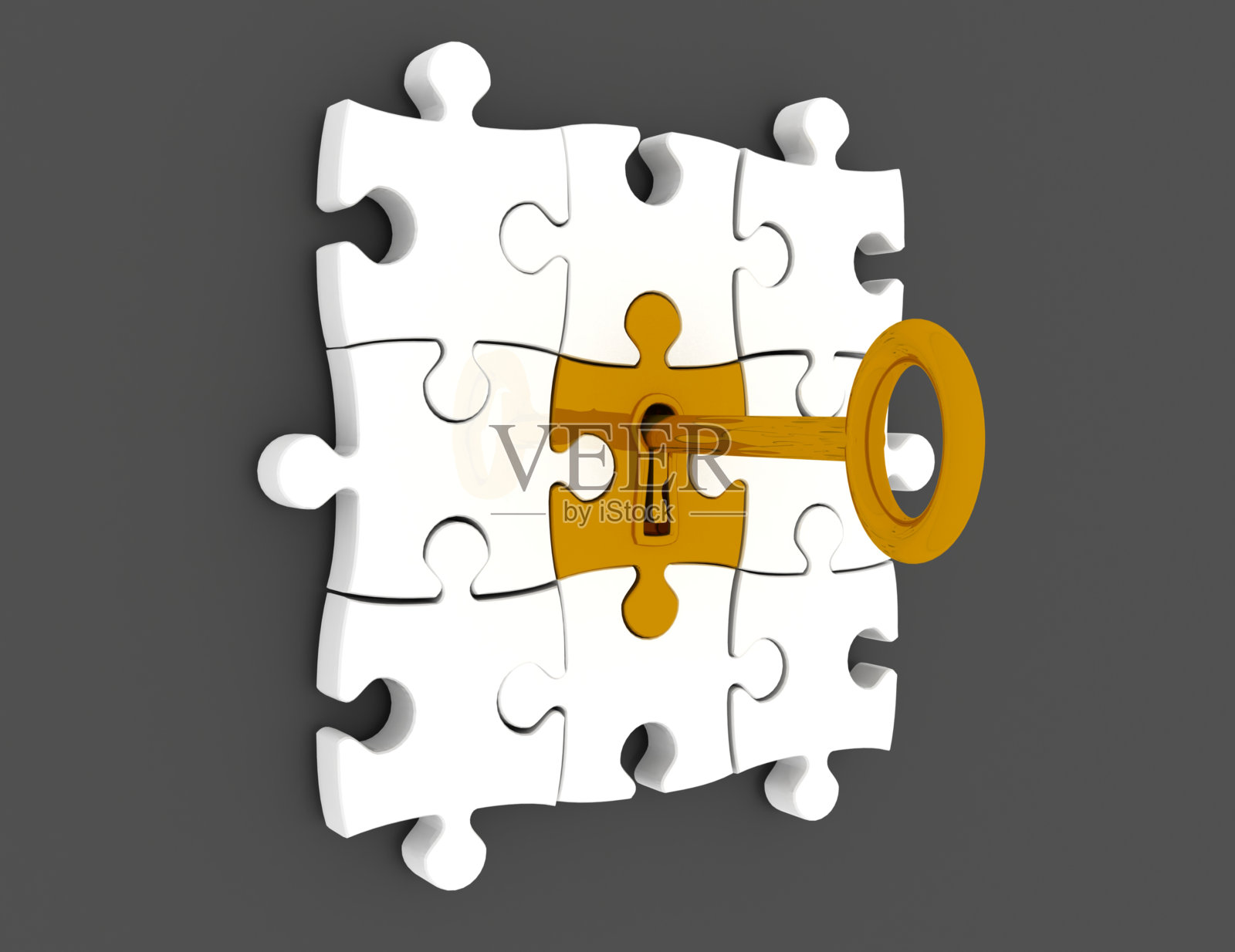 金钥匙和拼图照片摄影图片