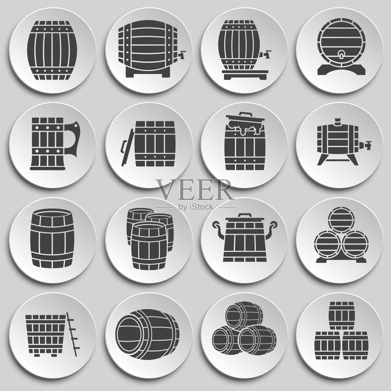 桶图标设置在图形和网页设计的背景。简单的说明。网站按钮或手机应用的互联网概念符号。图标素材