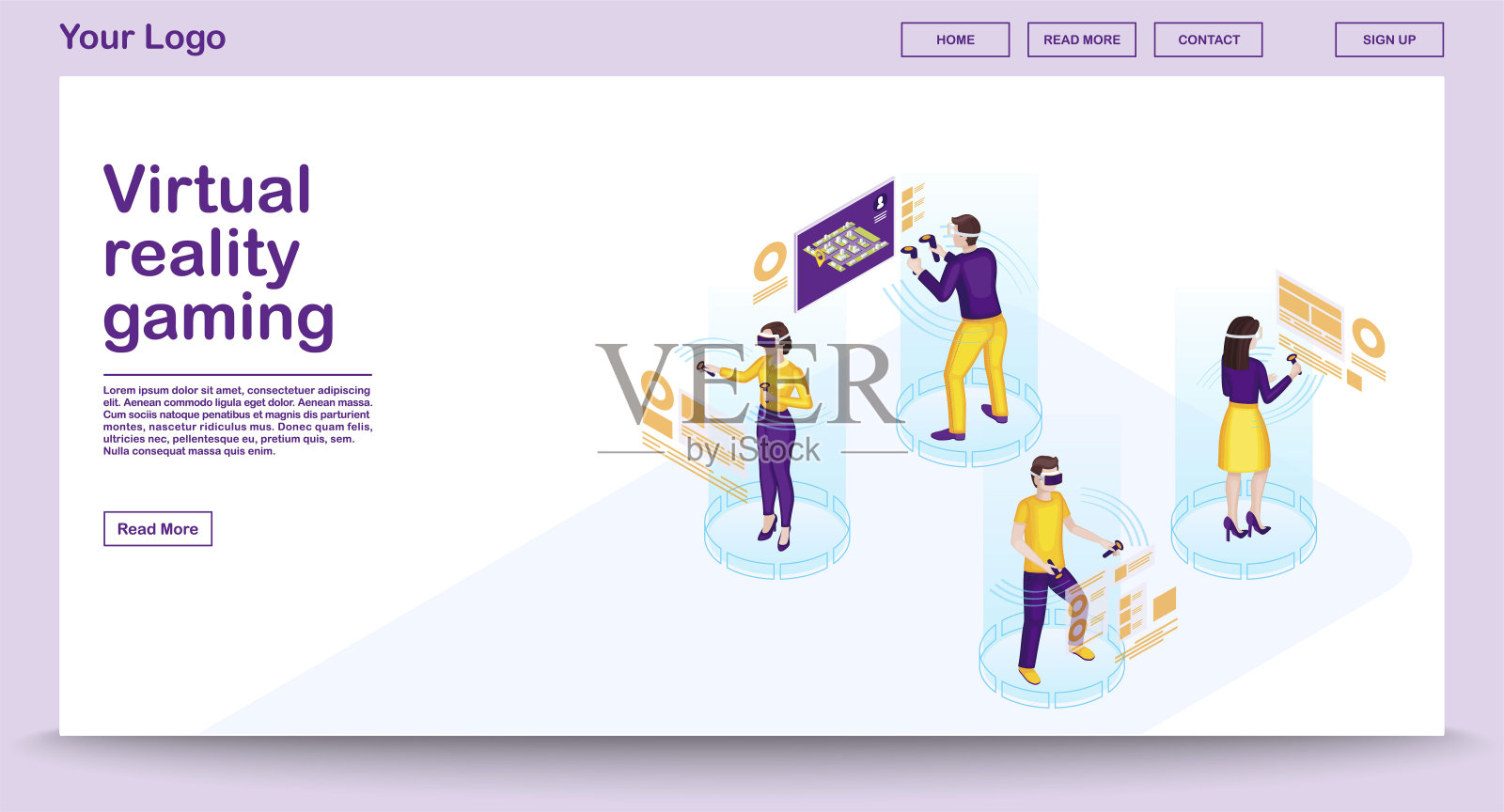 VR游戏网页模板插画图片素材