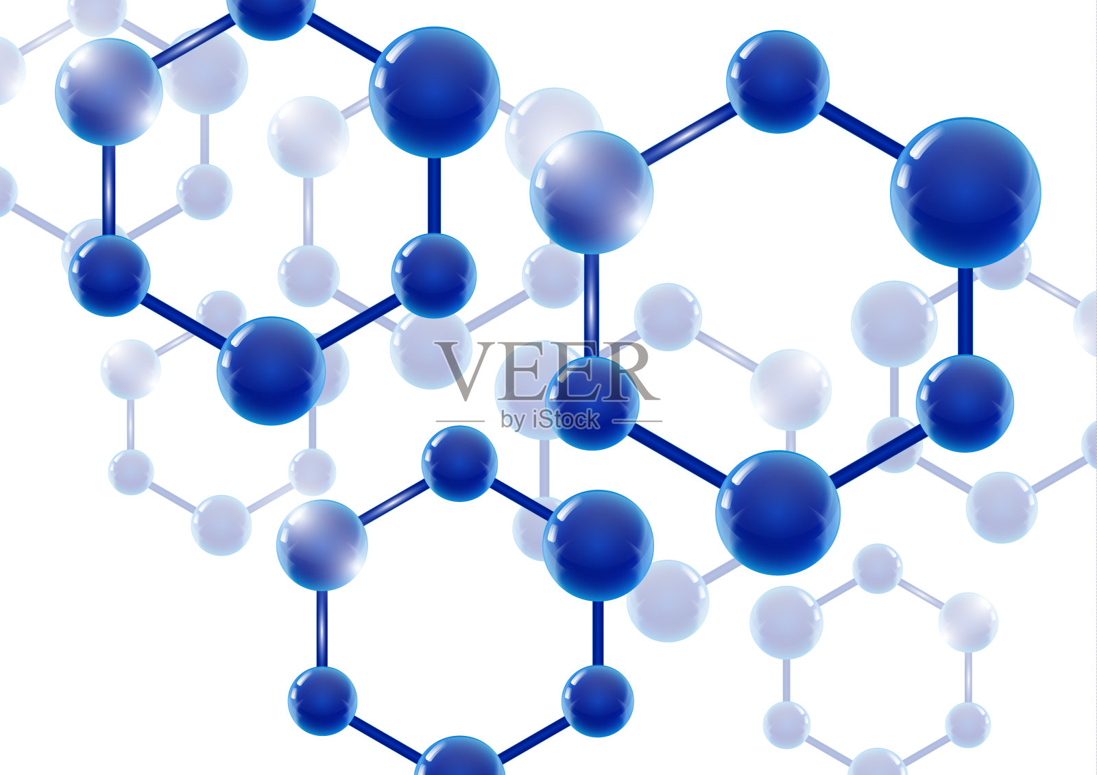 化学矢量纳米技术背景与3d大分子。矢量插图科学，化学，物理，教育和其他项目。插画图片素材