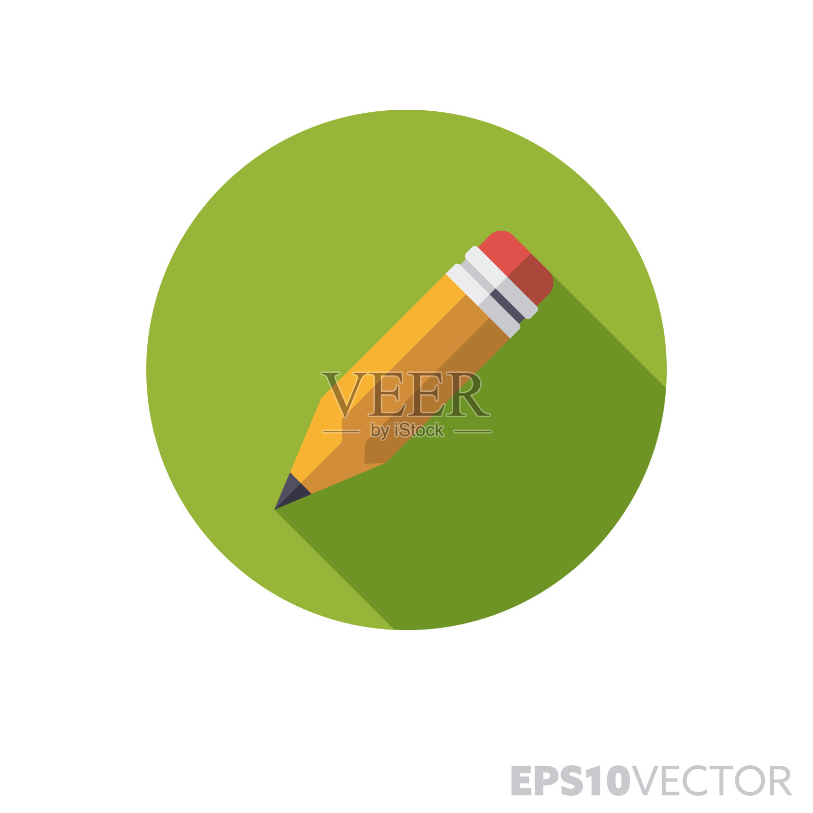 铅笔平面设计长阴影彩色矢量图标插画图片素材