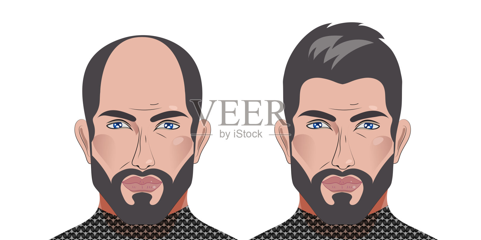 秃顶的男人插画图片素材