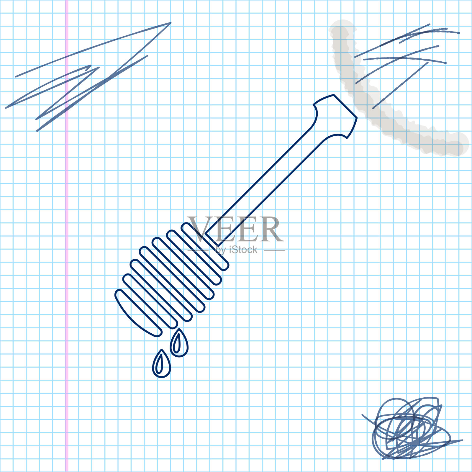 蜂蜜勺棒滴蜂蜜线素描图标孤立在白色背景。蜂蜜包。矢量图插画图片素材