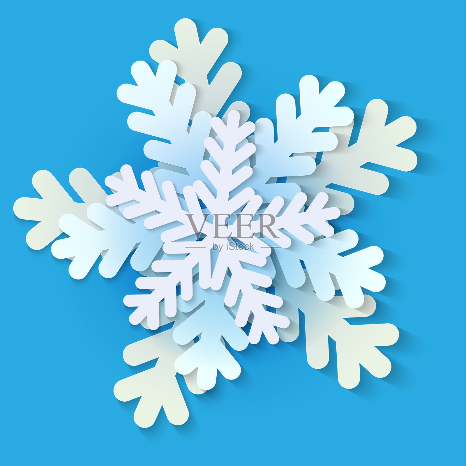 向量白色和蓝色的圣诞纸雪花插画图片素材