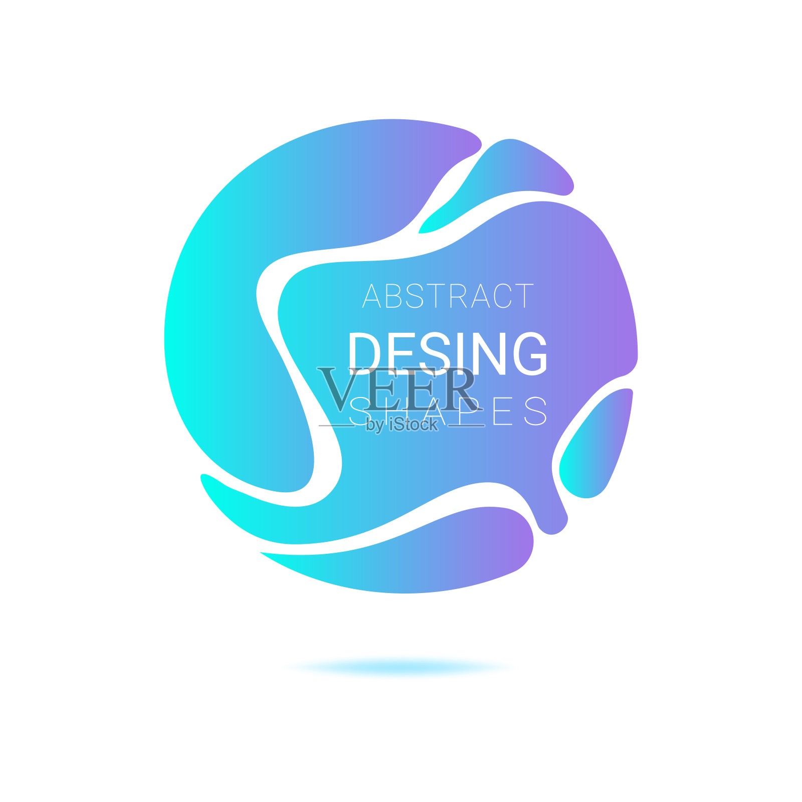 抽象的形式。青色和紫色流体形状插画图片素材