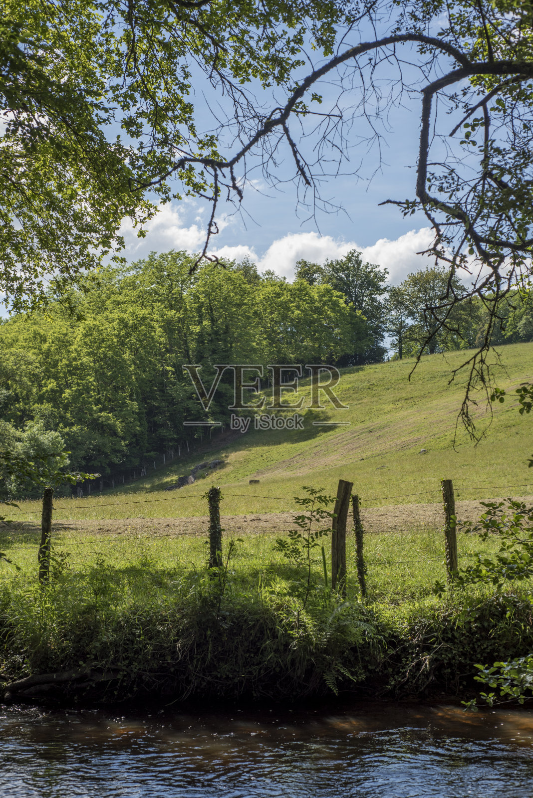 法国乡村的一条小溪照片摄影图片