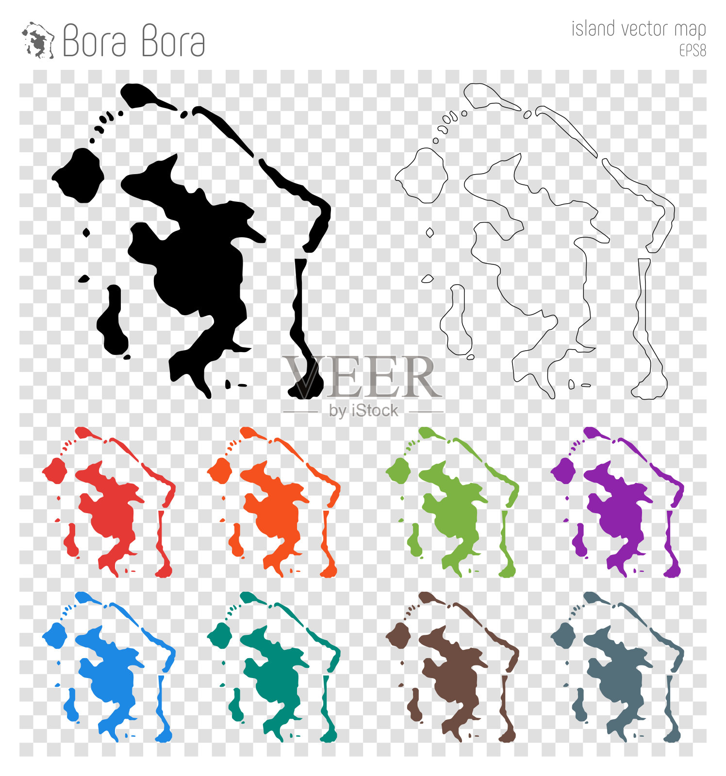 博拉博拉高详细地图。插画图片素材