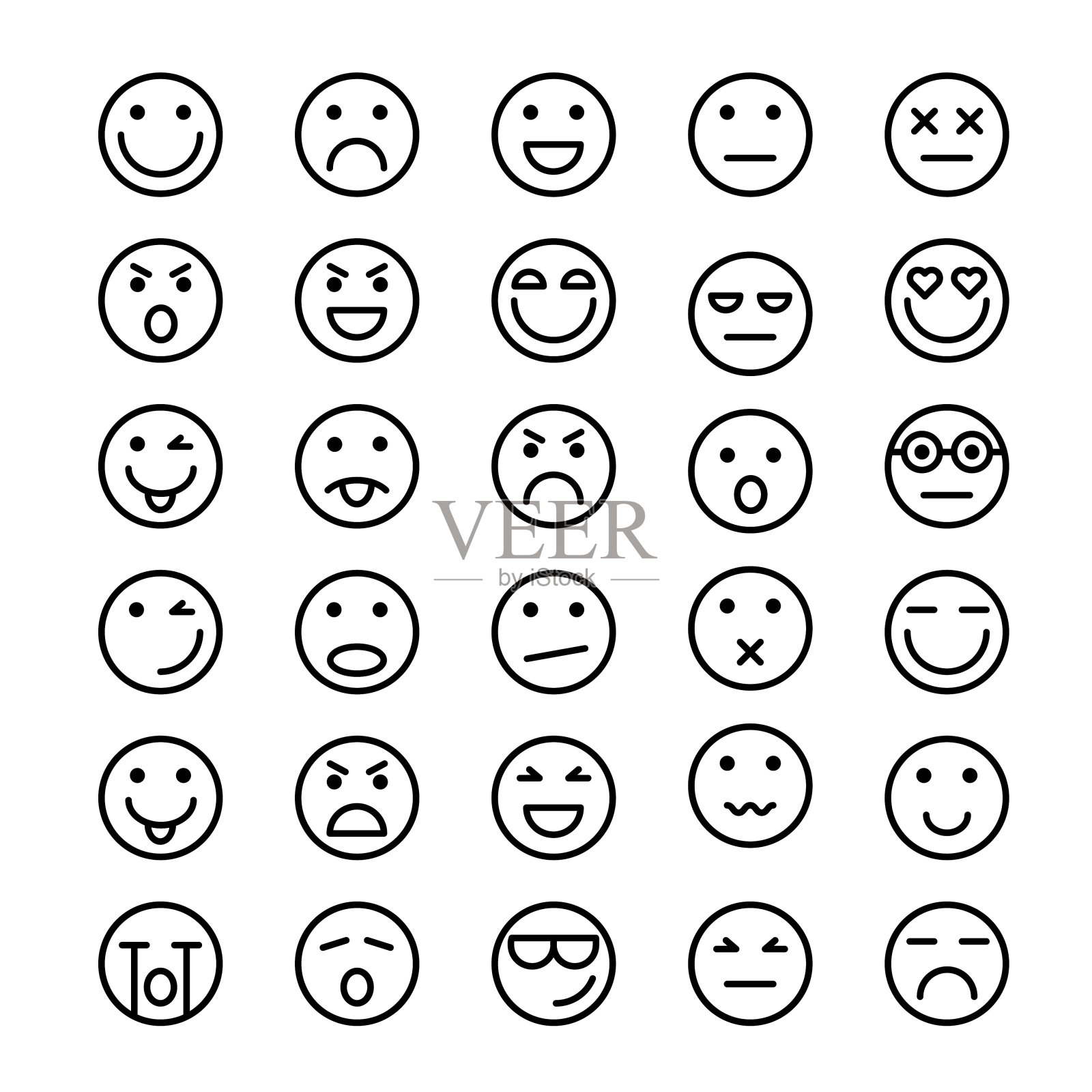 表情符号大纲图标集图标素材