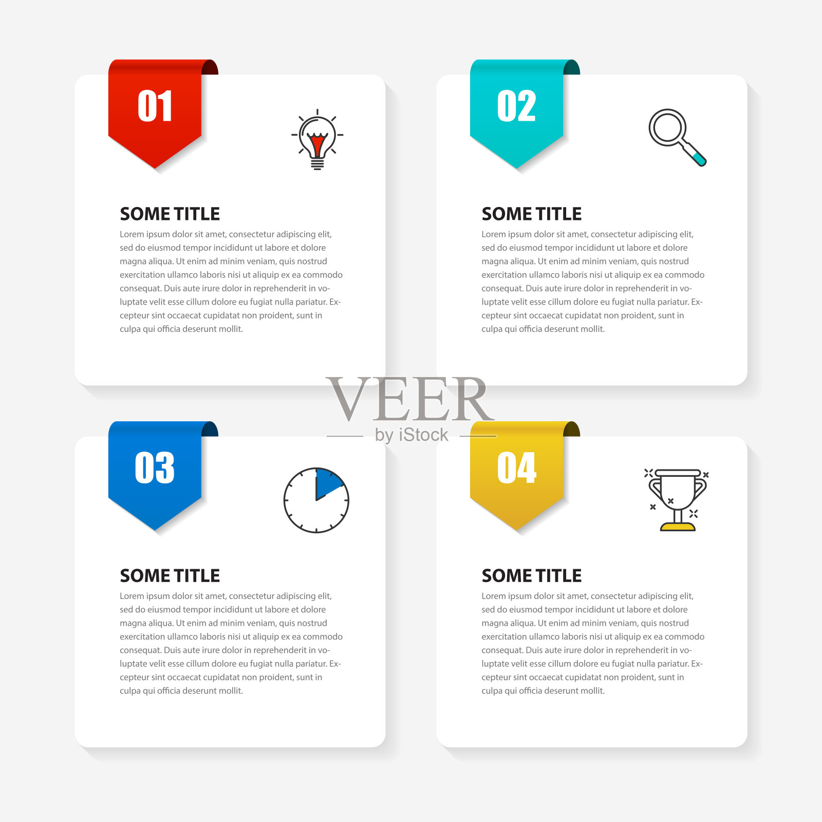 信息图表设计模板。创意概念有4个步骤插画图片素材