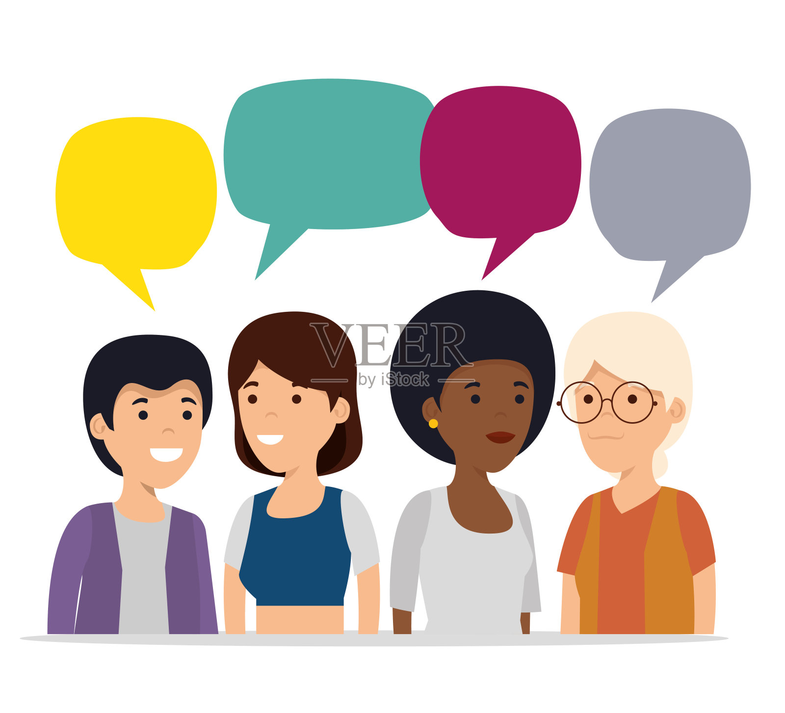 人们合作用社交聊天泡插画图片素材