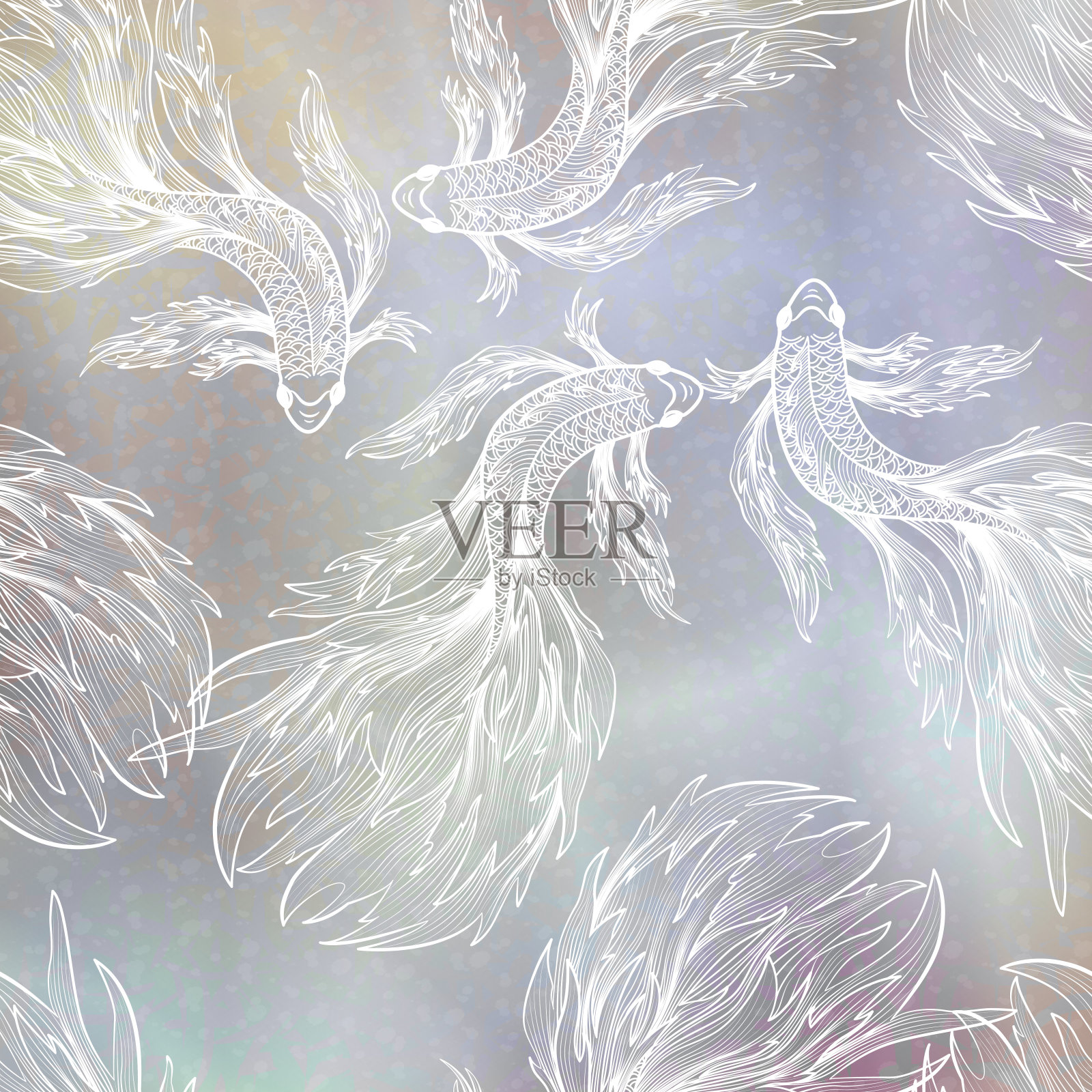 无缝图案与鱼。插画图片素材