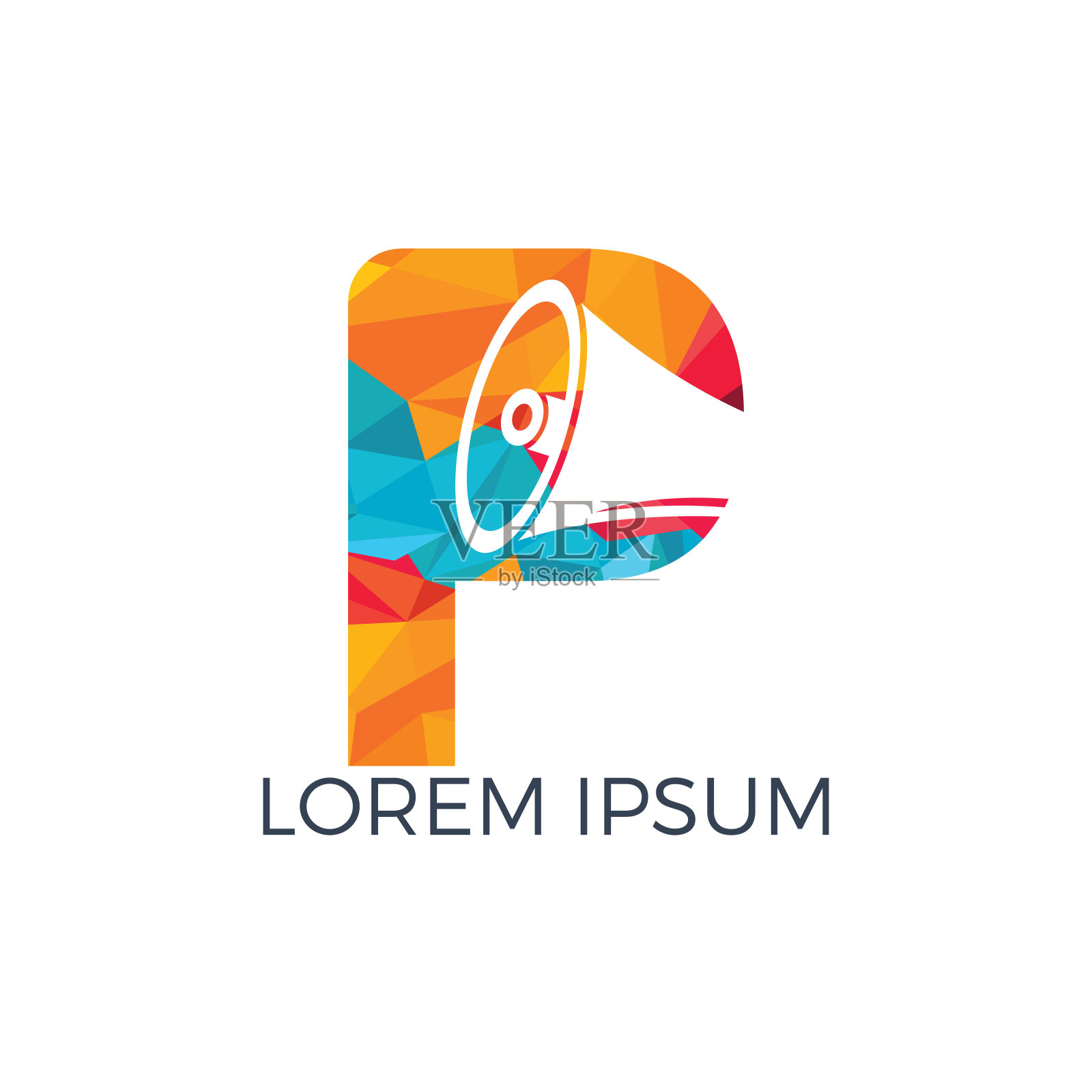 字母P和扩音器标志设计。插画图片素材