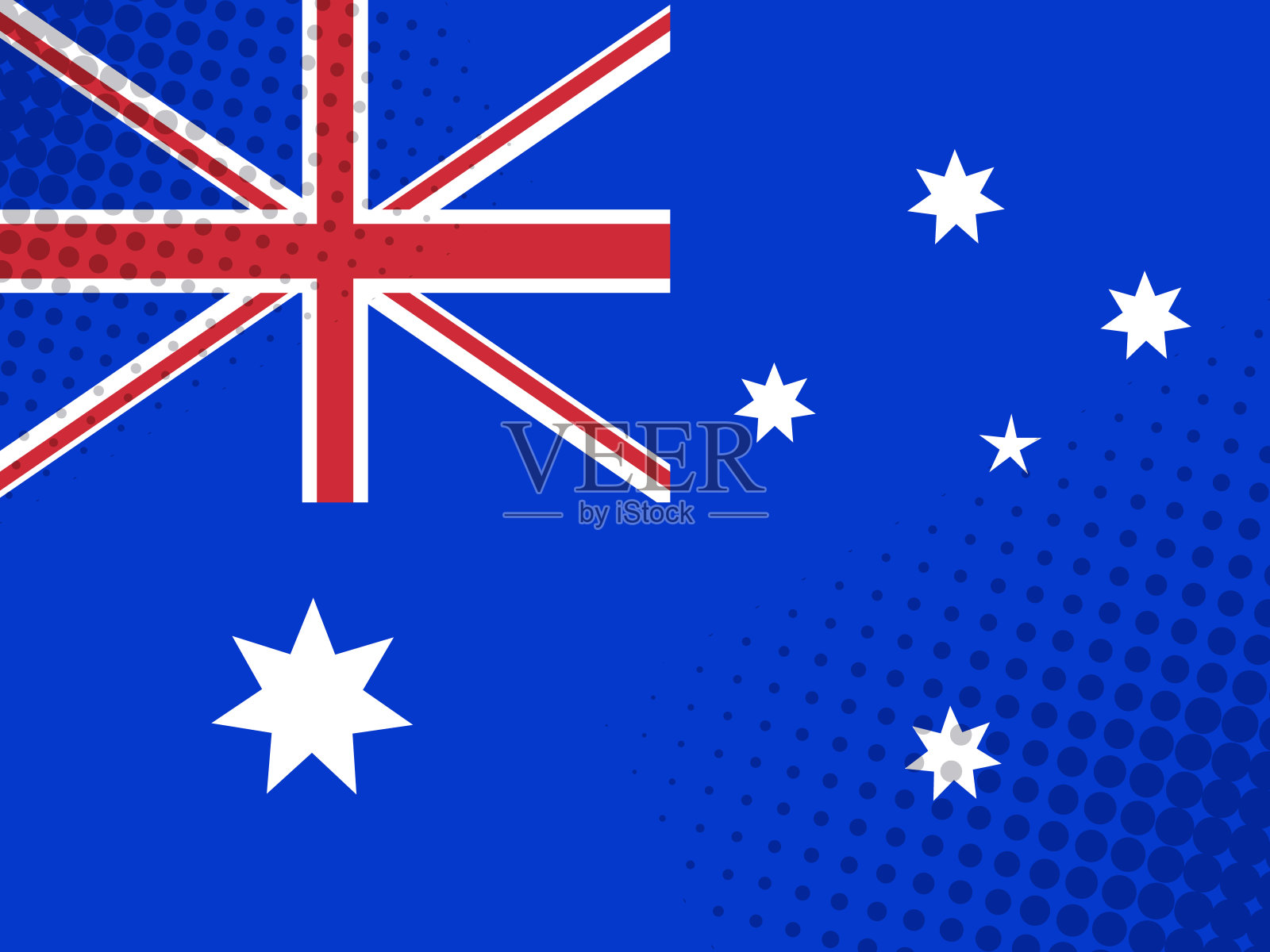 矢量图像的澳大利亚国旗与在漫画风格的点纹理插画图片素材