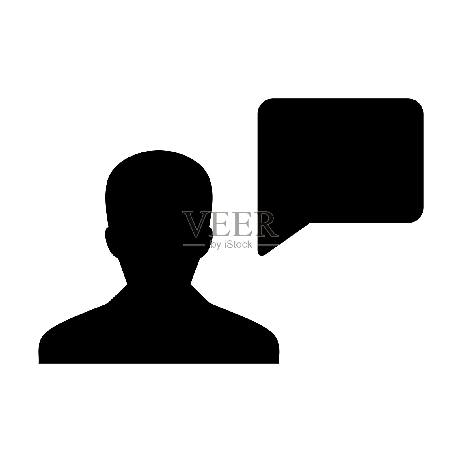 谈话图标向量男性个人资料头像与语音气泡符号讨论和信息在平面颜色字形象形图图标素材