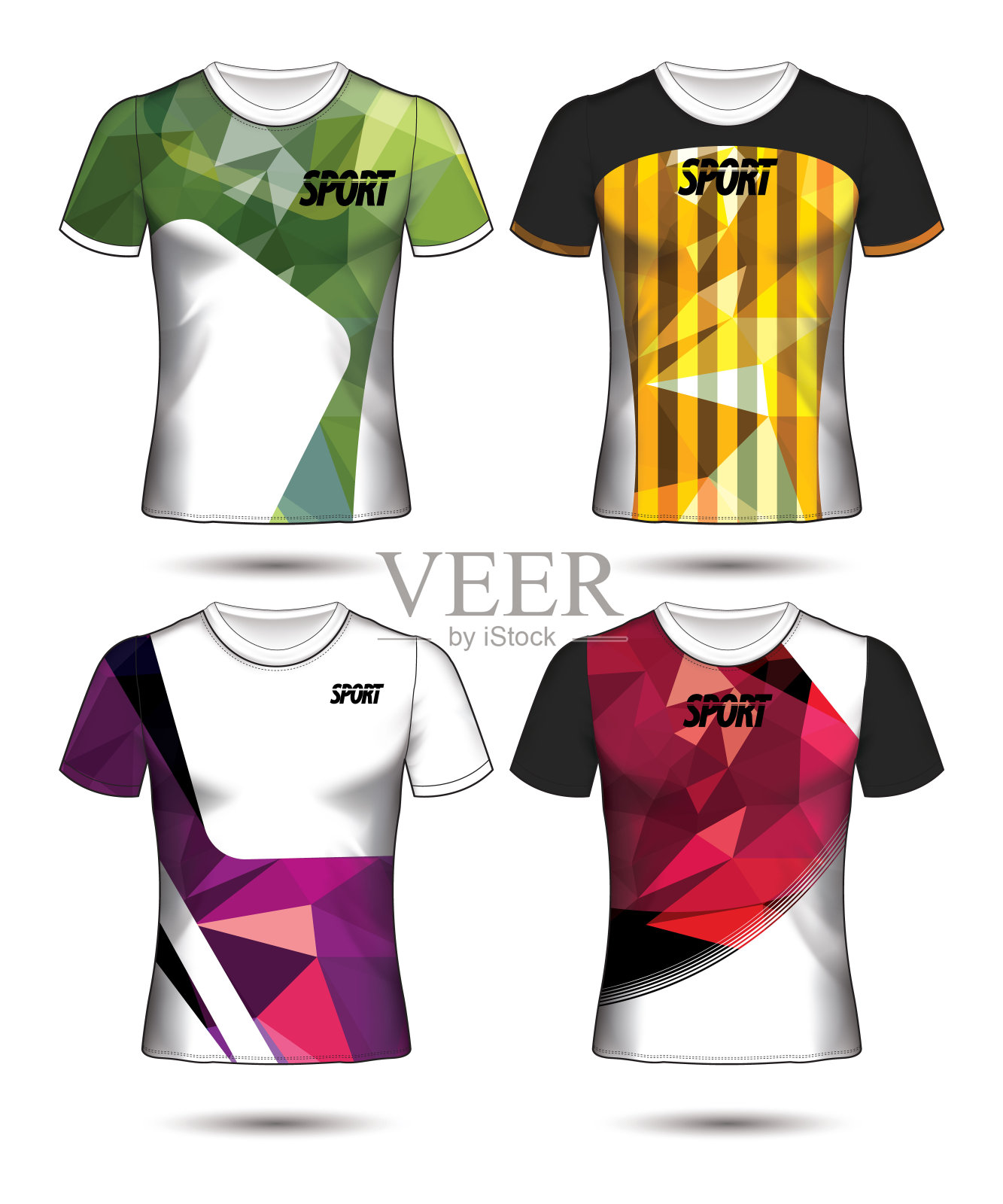 一套足球或足球球衣模板t恤风格，设计你的足球俱乐部矢量插图插画图片素材