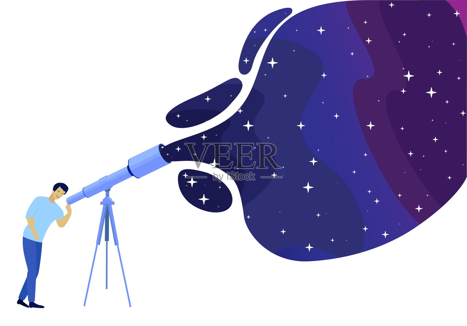 用望远镜观察星空的人设计元素图片