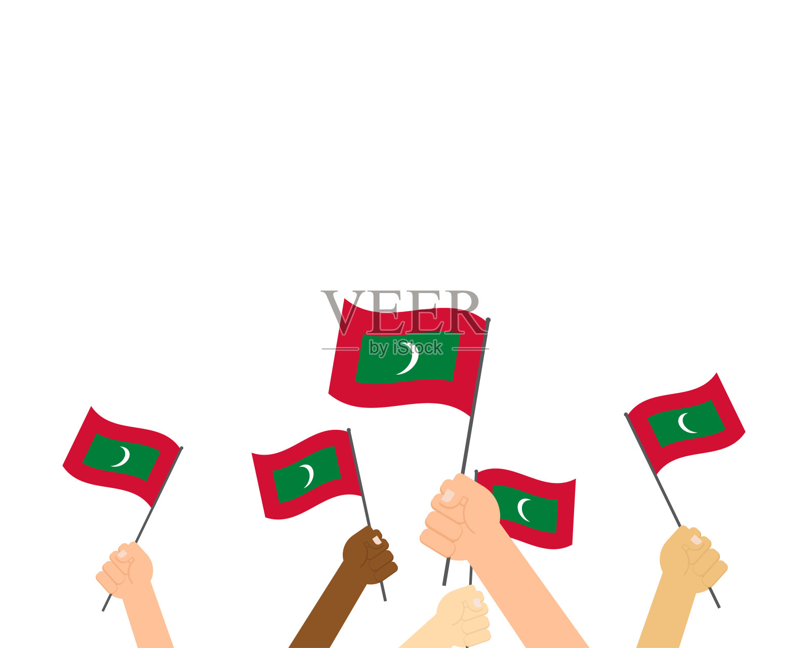 手持马尔代夫国旗孤立的白色背景矢量插图插画图片素材