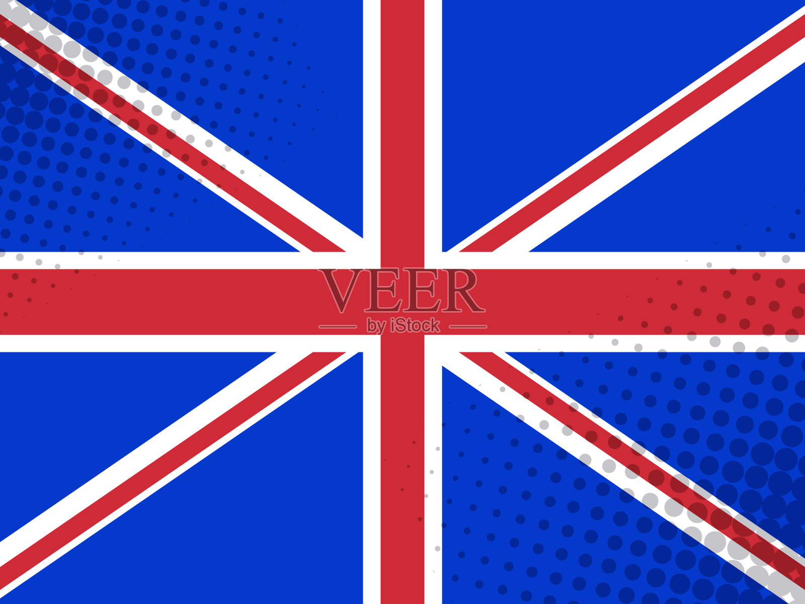 矢量图像的英国国旗与点纹理在漫画风格插画图片素材