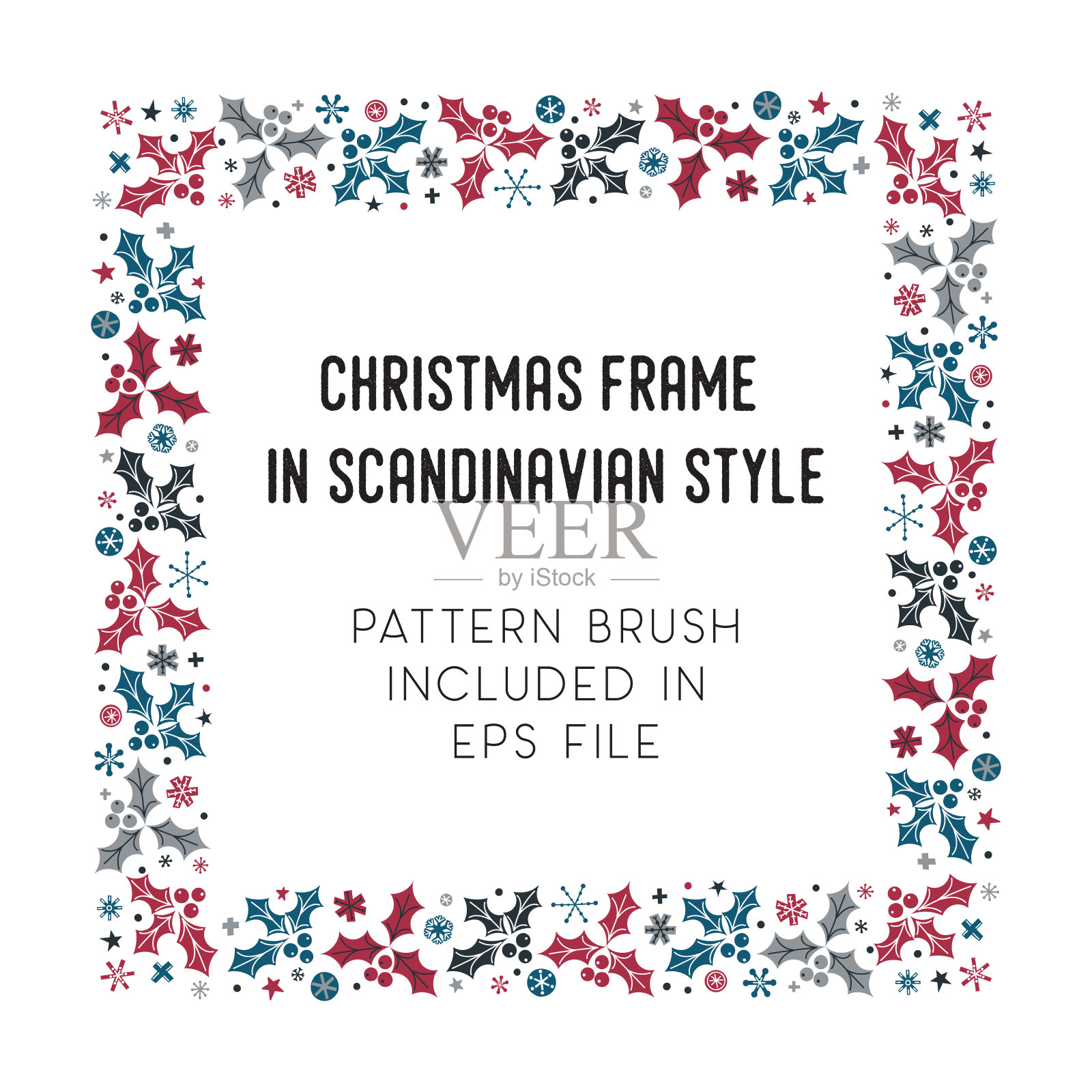 圣诞框架和刷角瓷砖插画图片素材