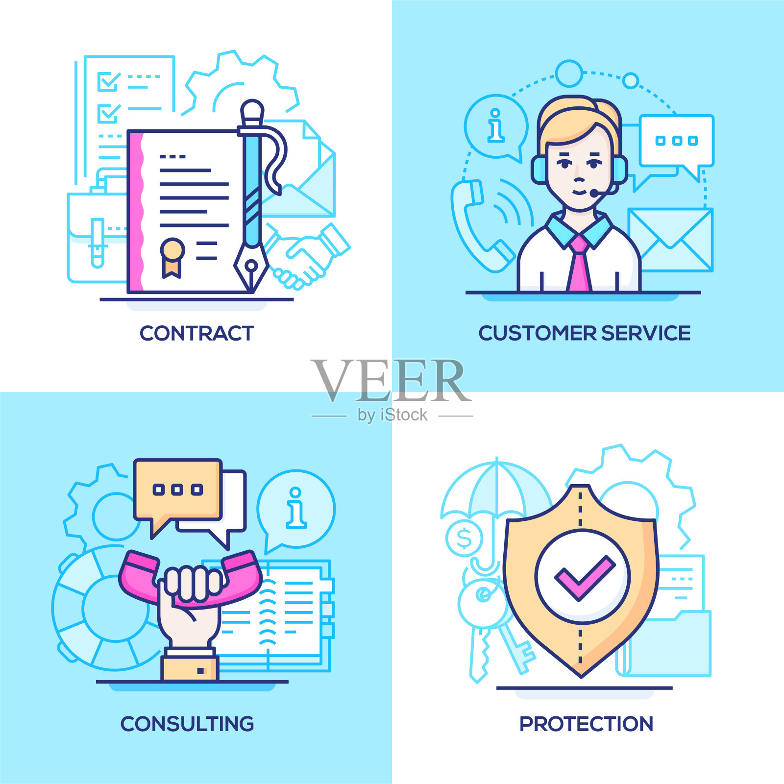 商务套装线条设计风格丰富多彩插图插画图片素材