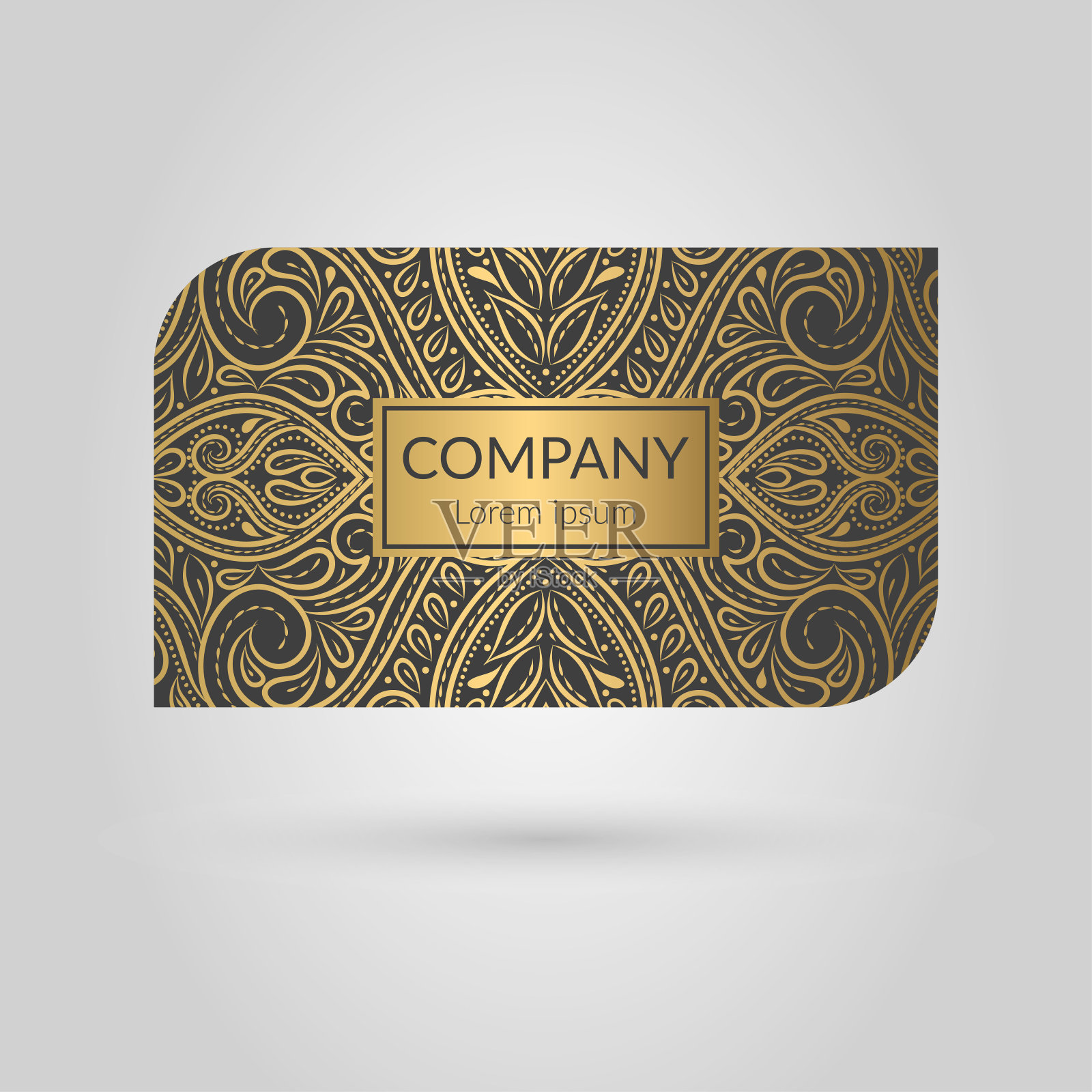 黑色和金色的复古名片。豪华矢量装饰模板。非常适合邀请，传单，菜单，小册子，明信片，背景，墙纸，装饰，包装或任何理想的想法。设计模板素材