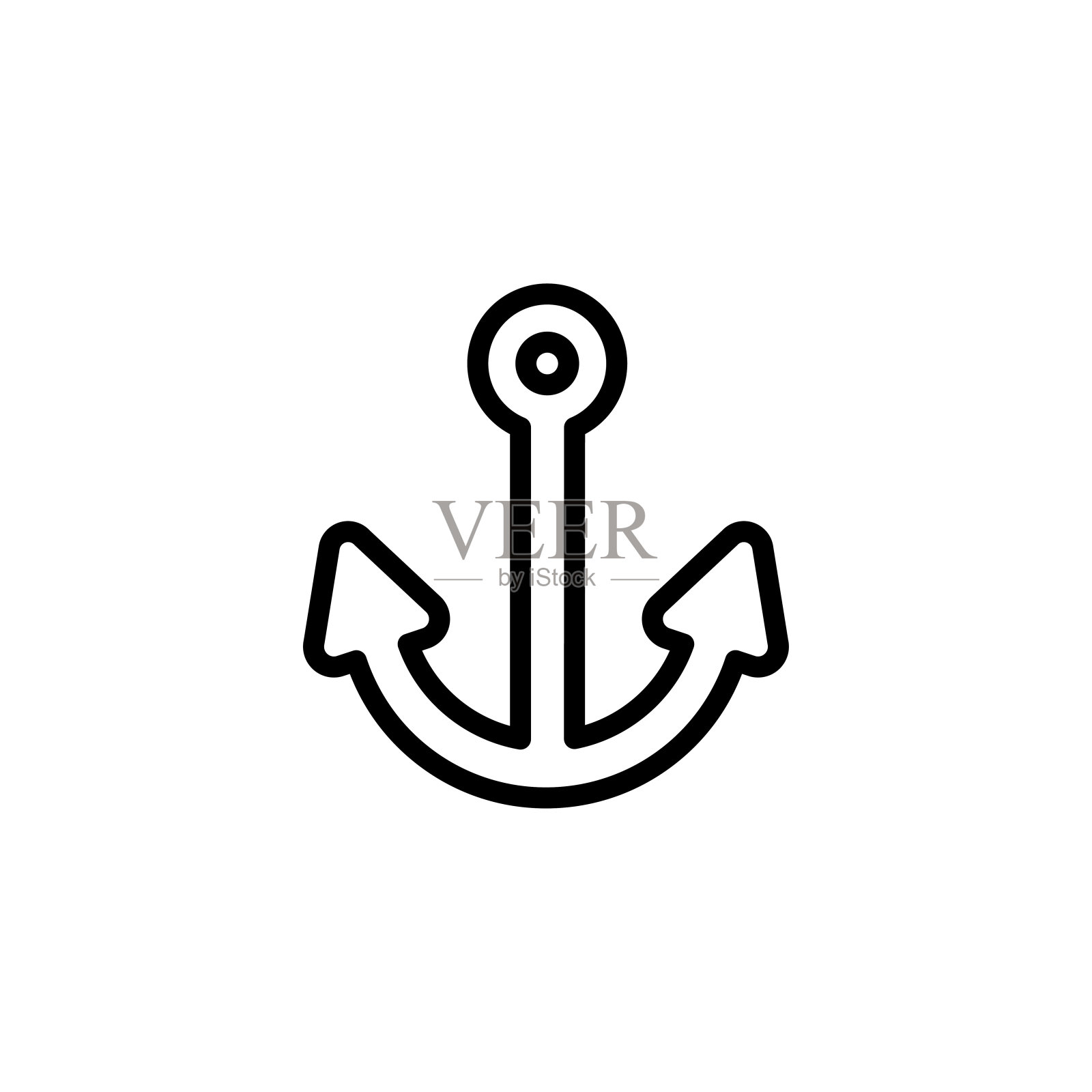 锚线图标在平面风格矢量图标应用程序和网站。黑色图标矢量插图。插画图片素材