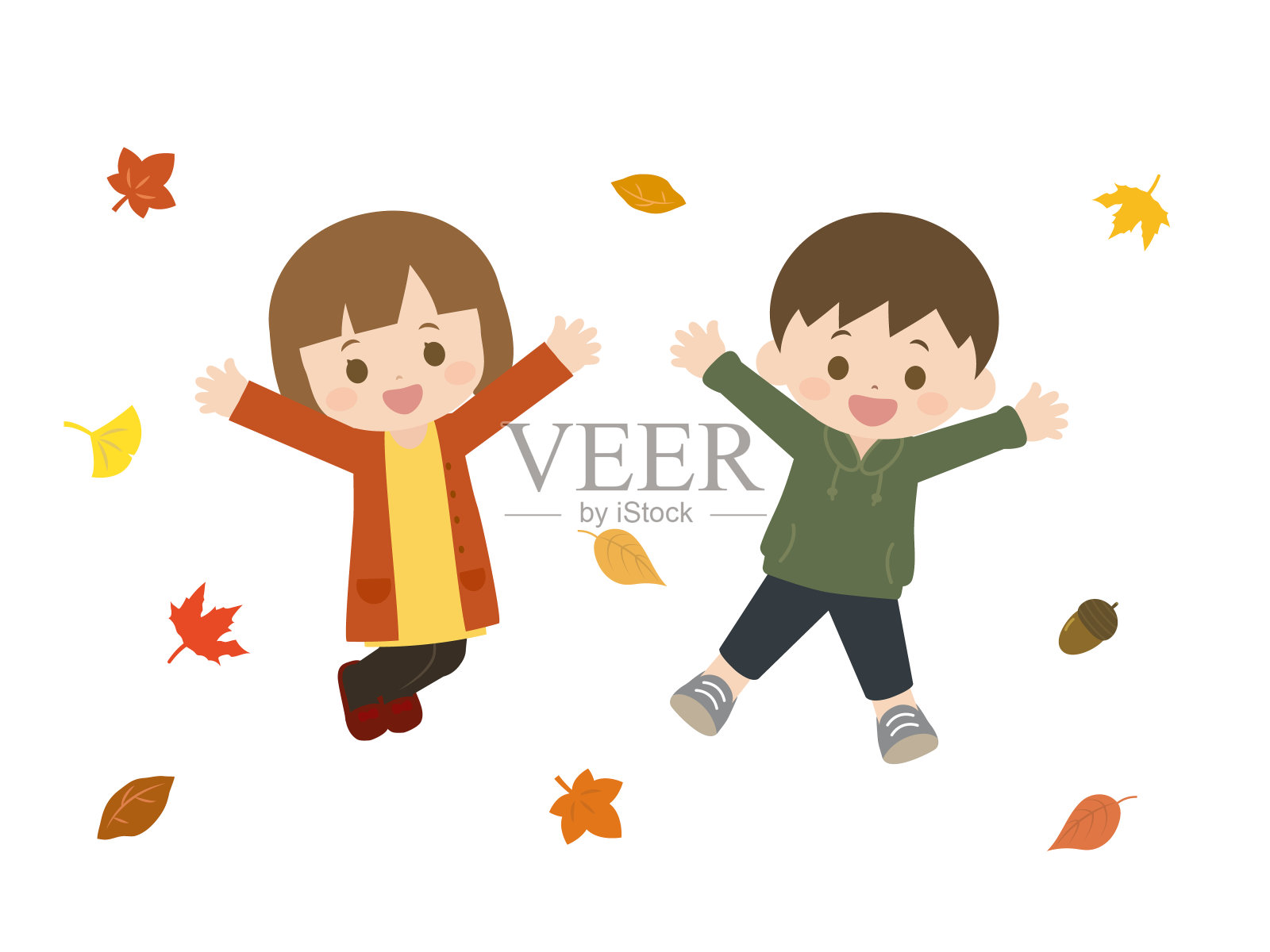 秋天kids1插画图片素材