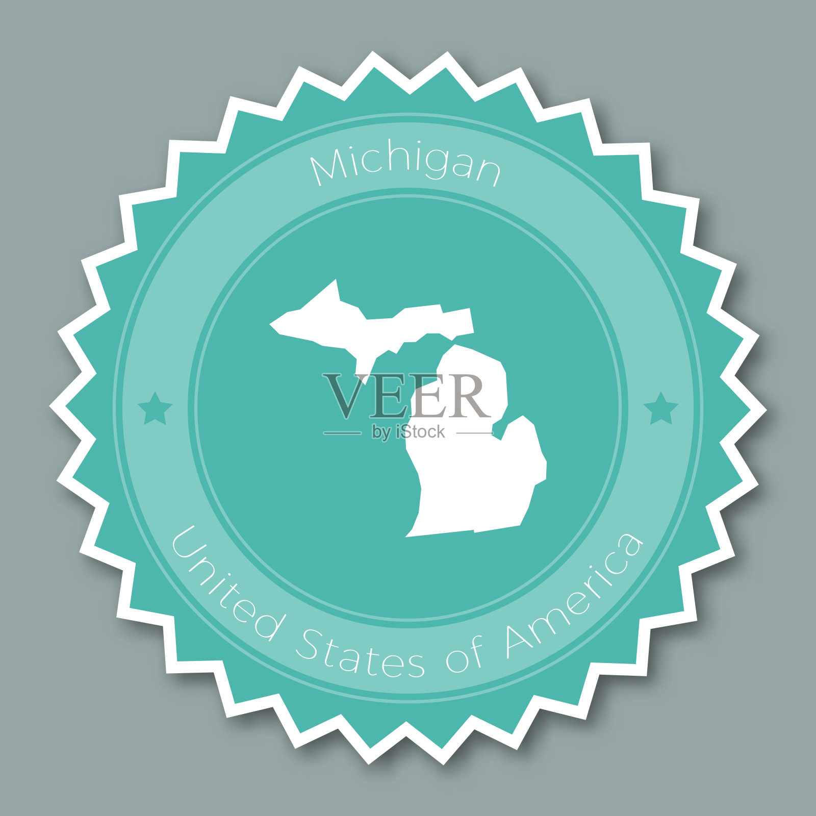 密歇根徽章平面设计。设计元素图片