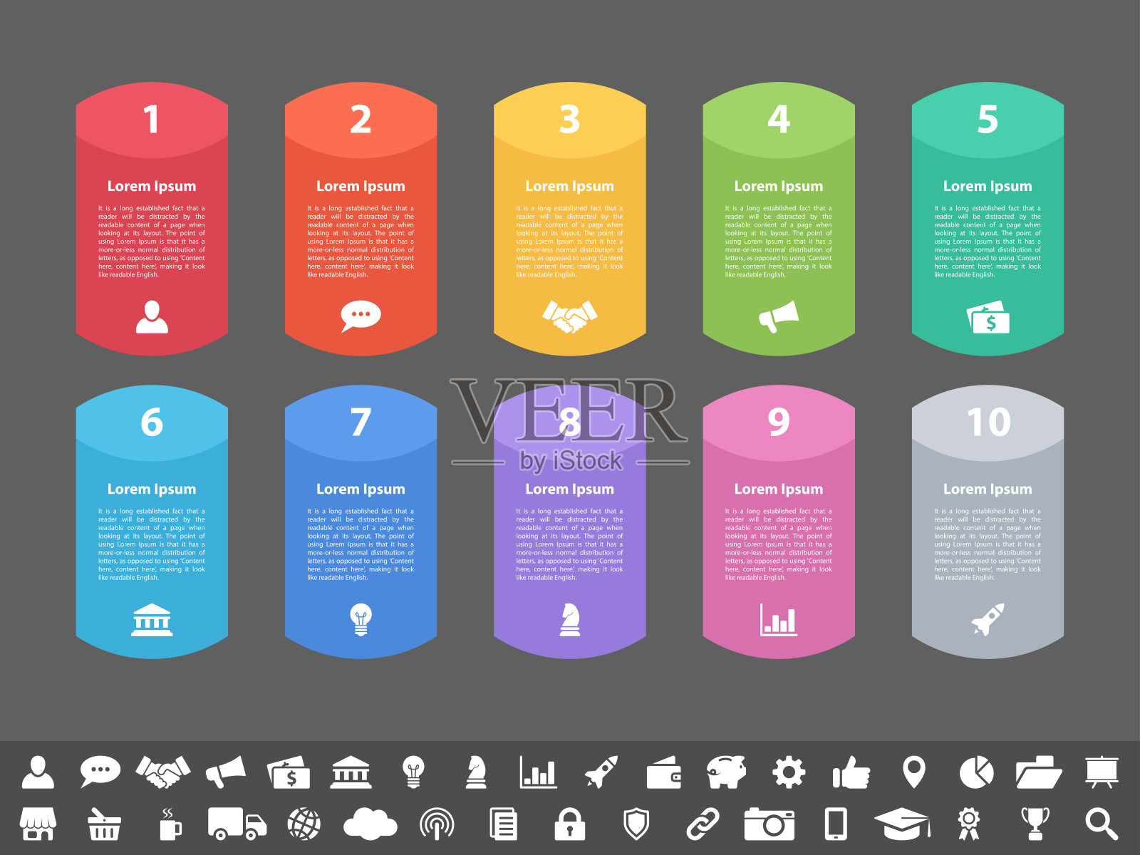 信息图设计的商业概念有10个步骤插画图片素材