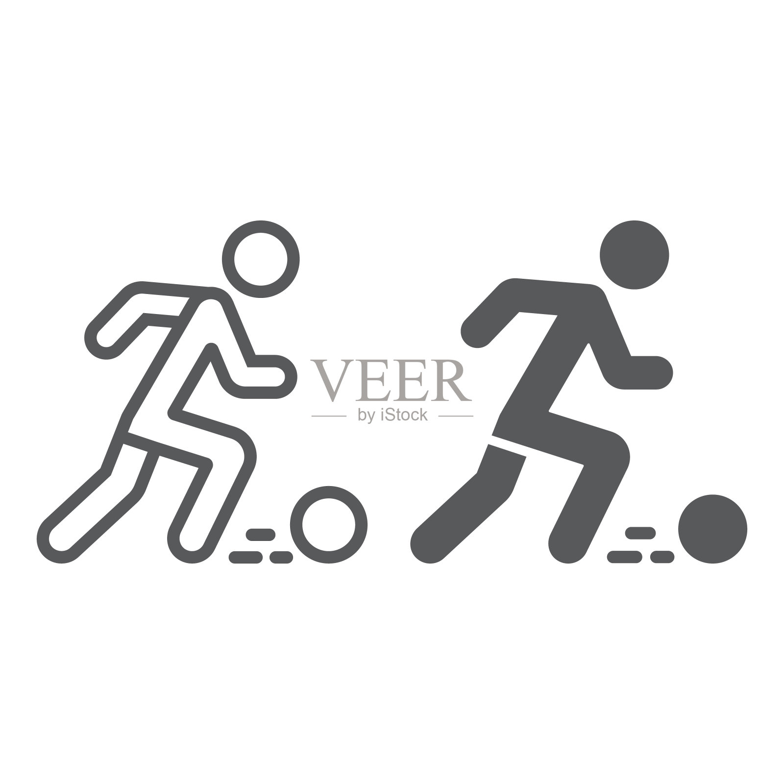 足球运动员线和字形图标，运动和足球，足球运动员标志，矢量图形，白色背景上的线性图案。图标素材